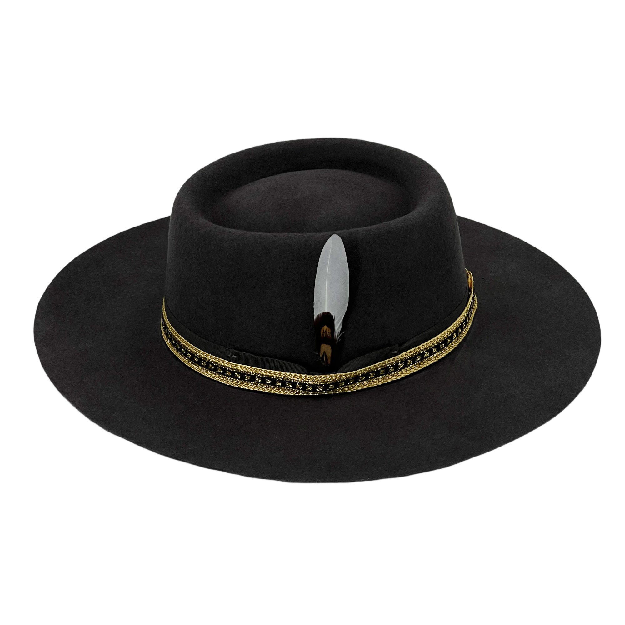 Women Black Felt Gambler Hat