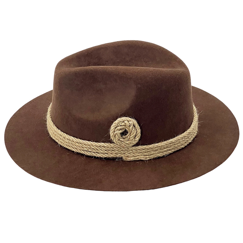 Chestnut Flat-Brim – Hand-Sculpted Rope Detai