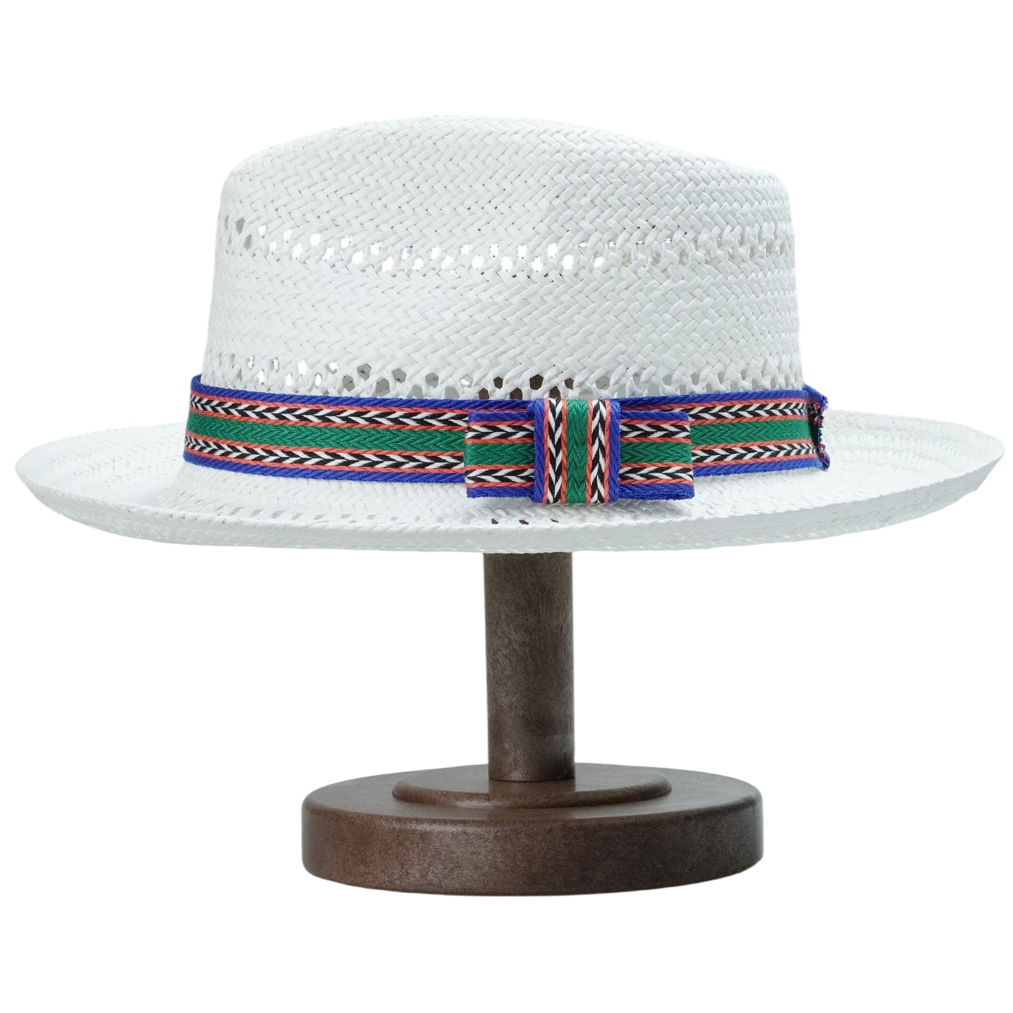 White Breathable Straw Hat with Cutout Crown & Brim