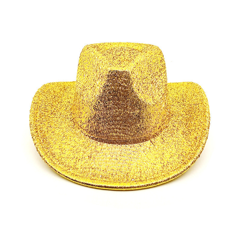 Sparkling Gold & Silver Party Western Cowgirl Hat