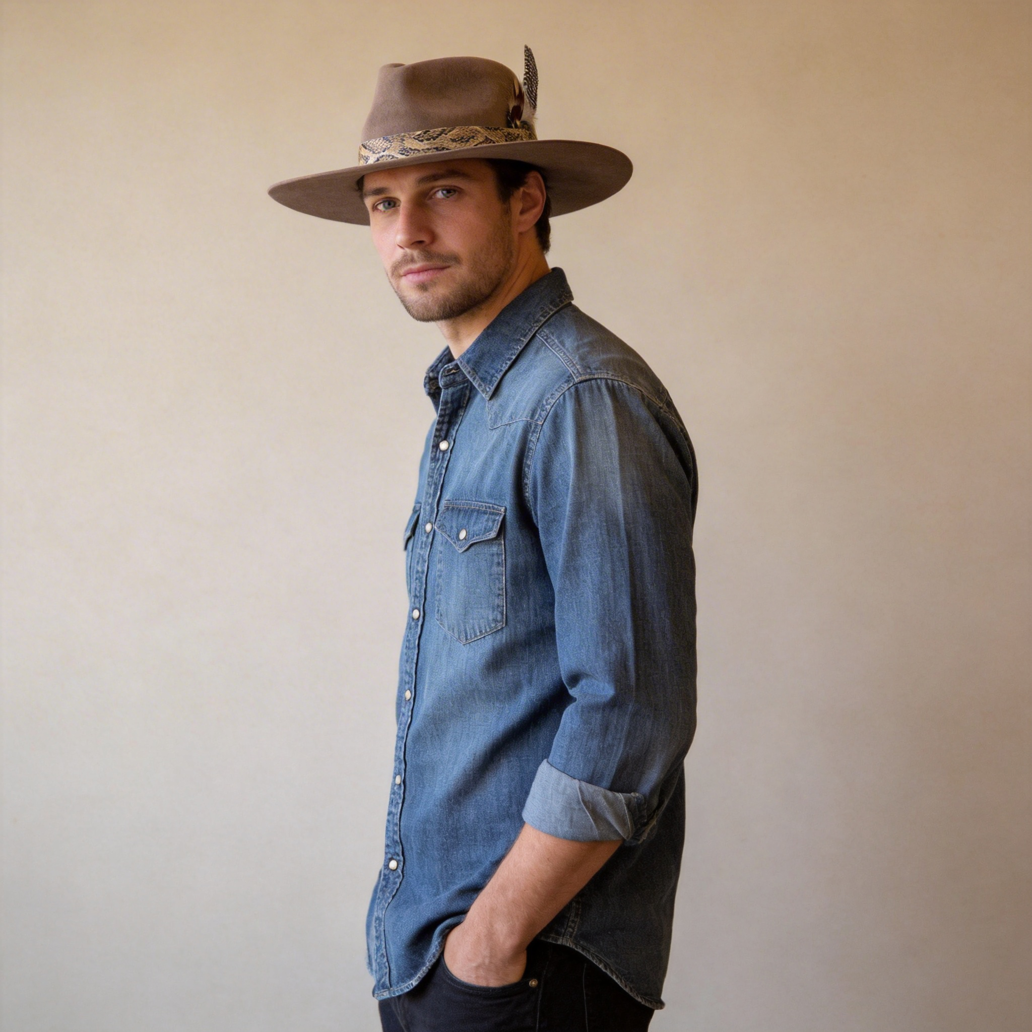 Soft Gray Wide-Brim Hat