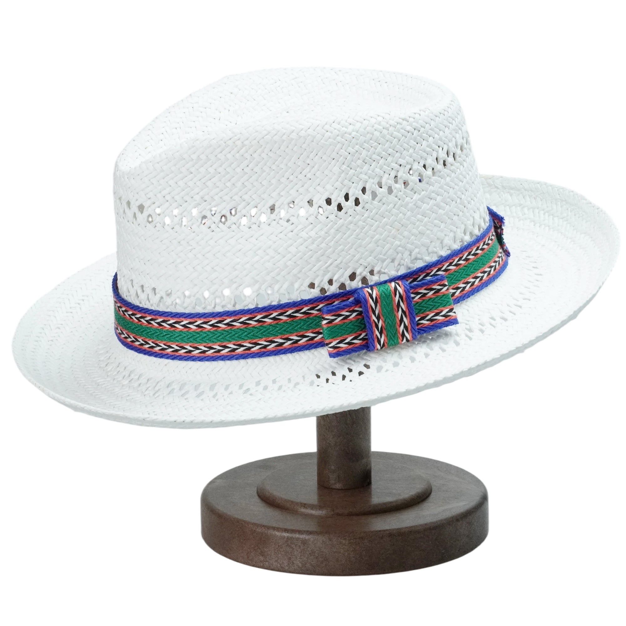 White Breathable Straw Hat with Cutout Crown & Brim