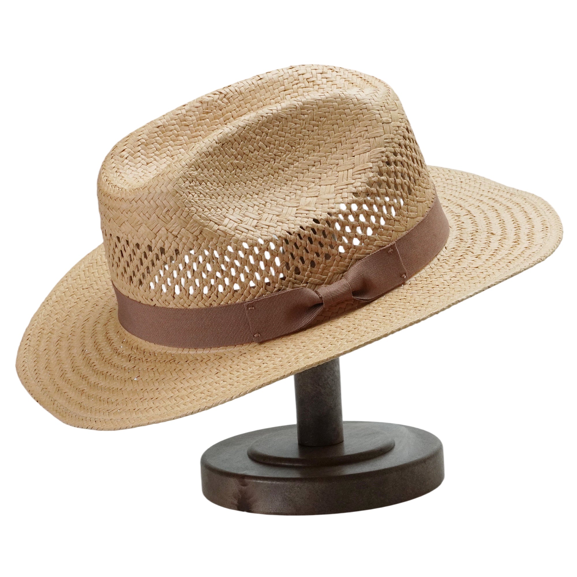 Natural Straw Hat with Simple Brown Bow Band