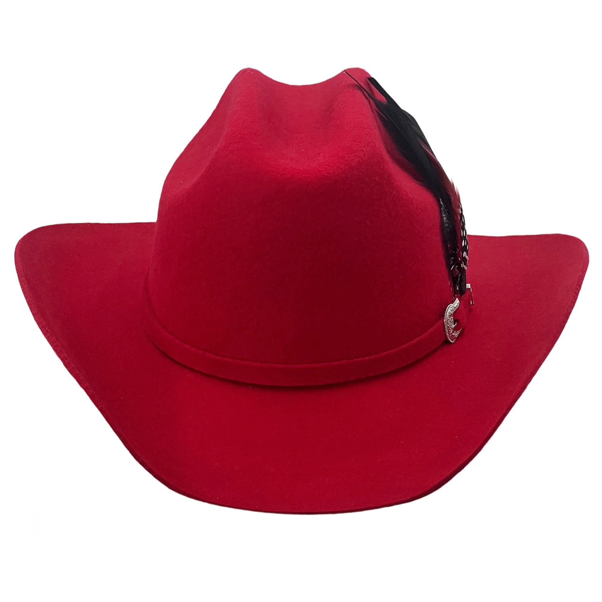Women Modern Crimson Hat – Felt Band Accent