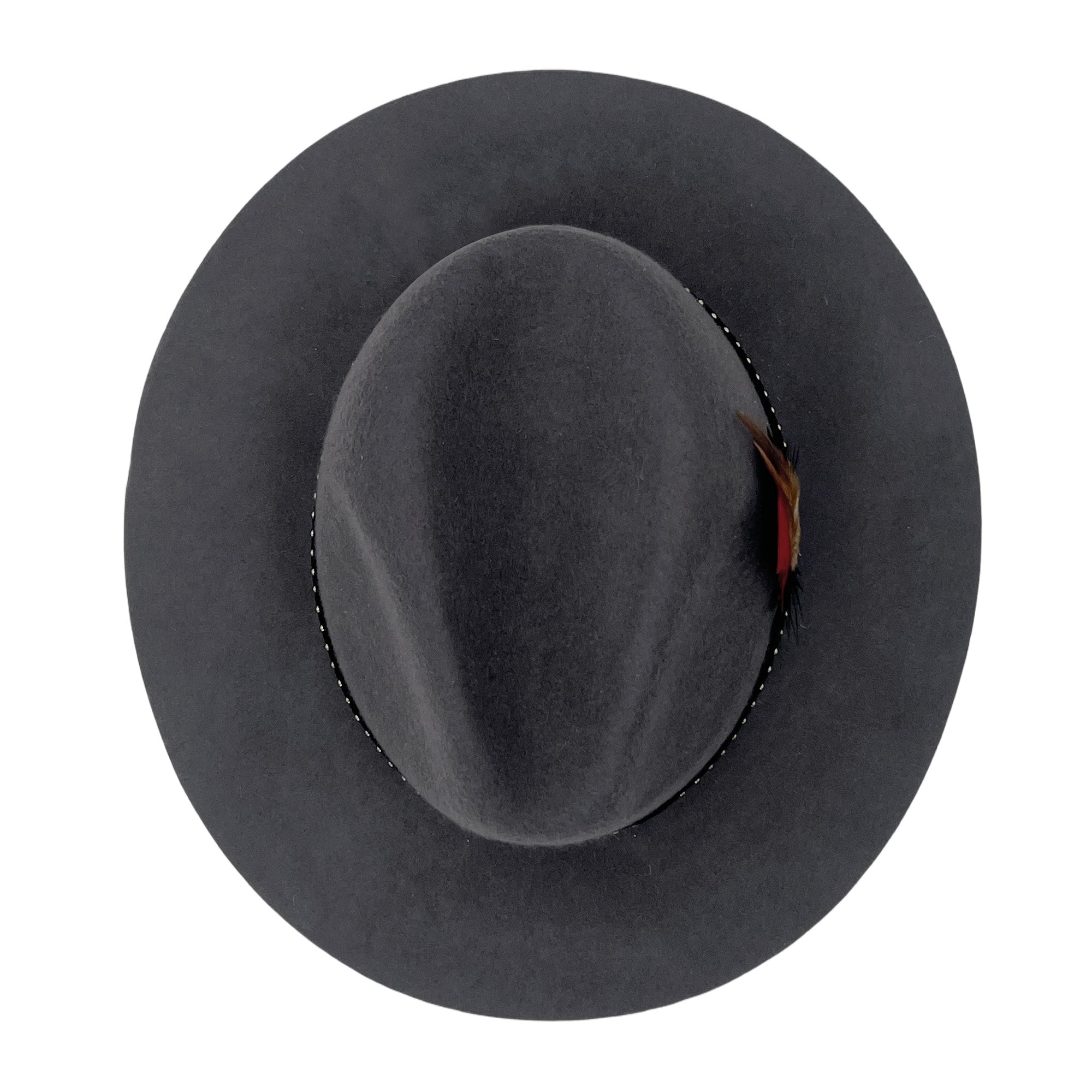 Deep Gray Wide-Brim – Bright Feather Accent