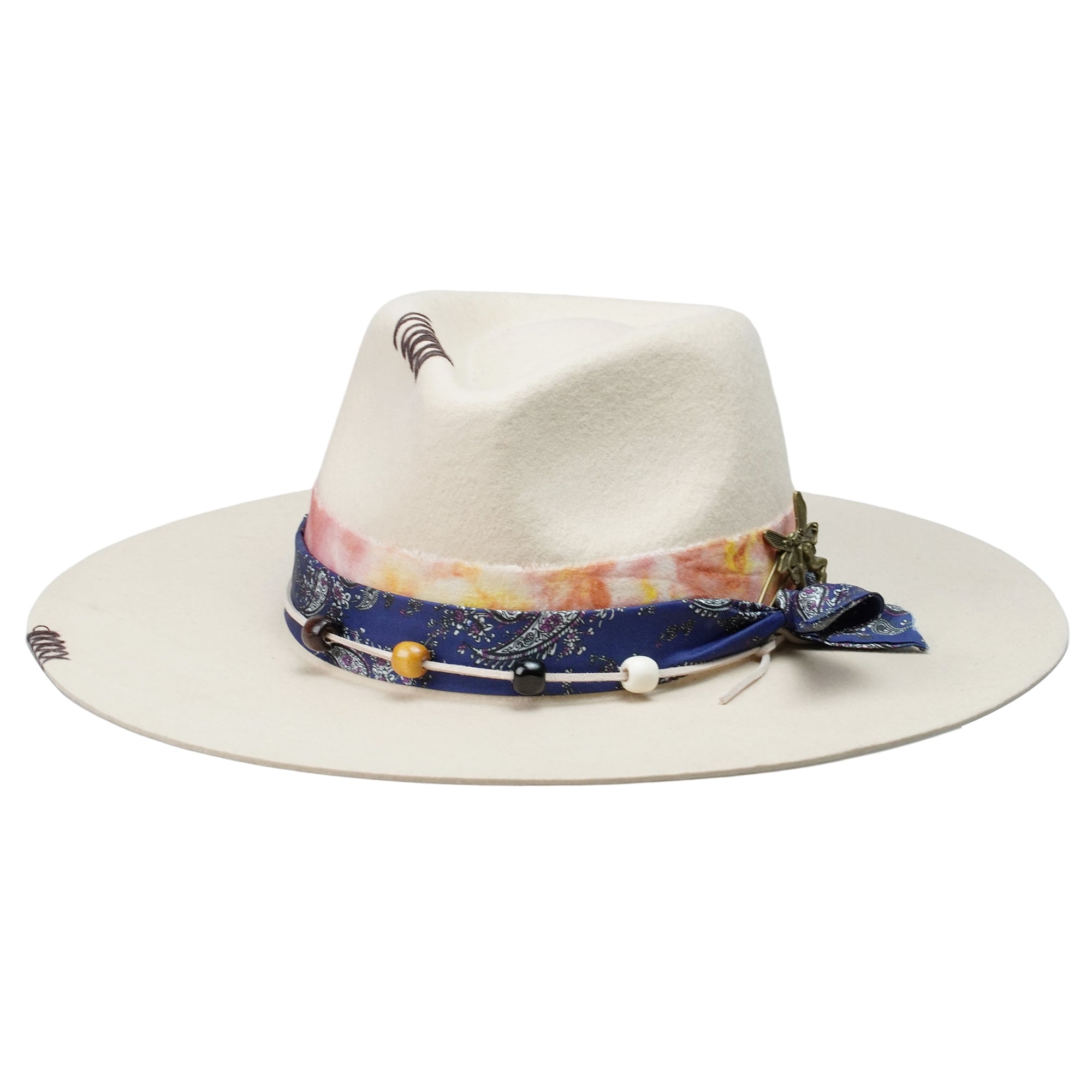Modern Felt Hat: Luxurious Fabric, Metal, Beads