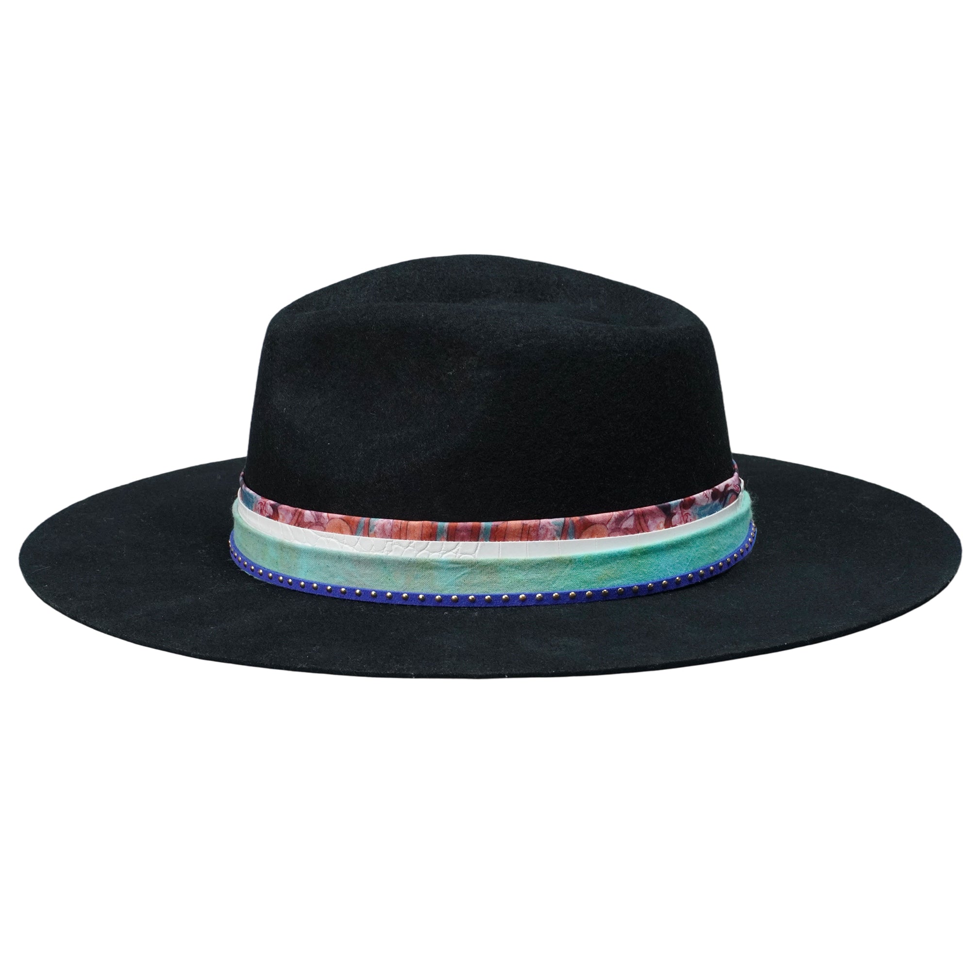 Flat-Brim Hat – Custom Fabric, Textured Leather