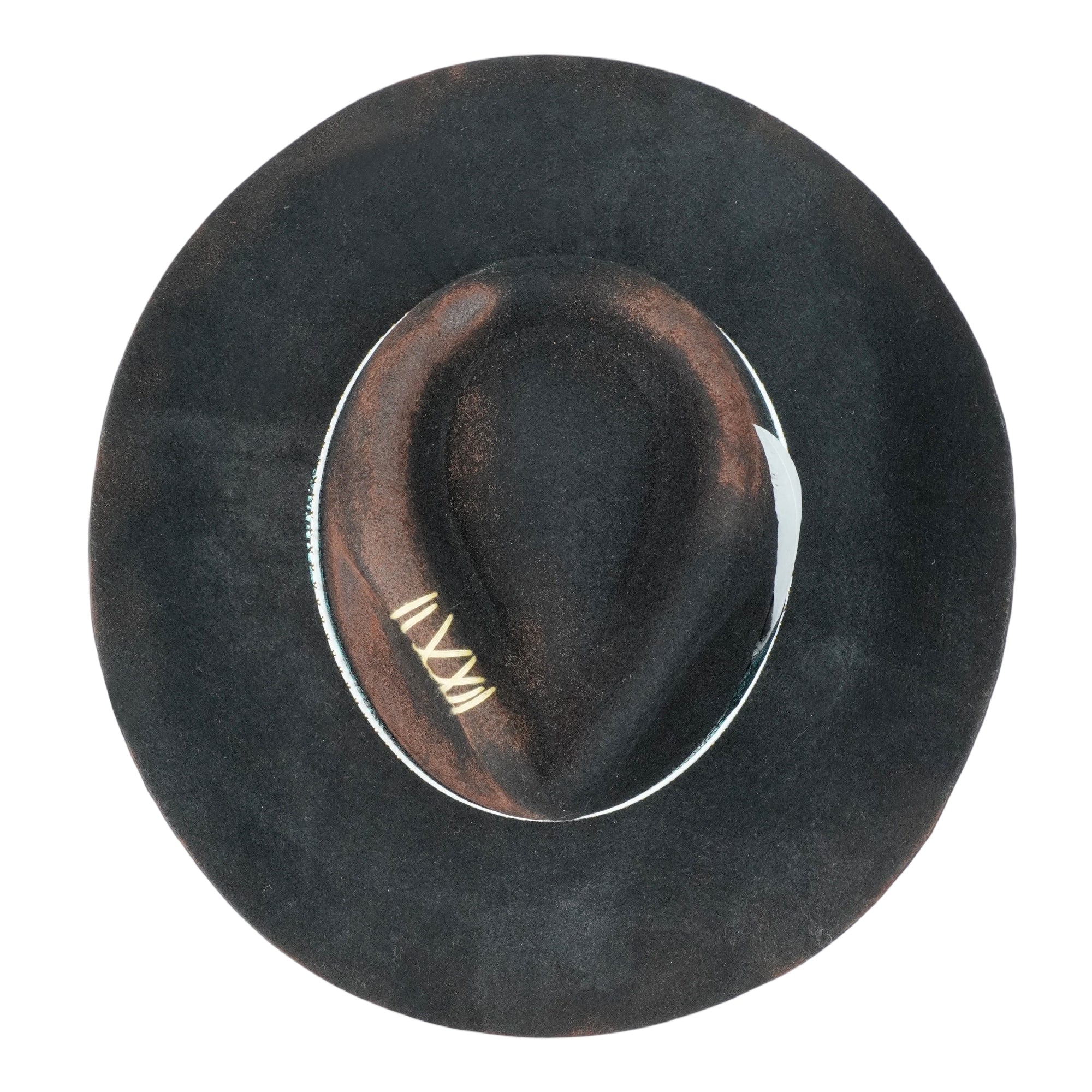 Artistic Felt Hat – Charred Finish, Glossy Trim