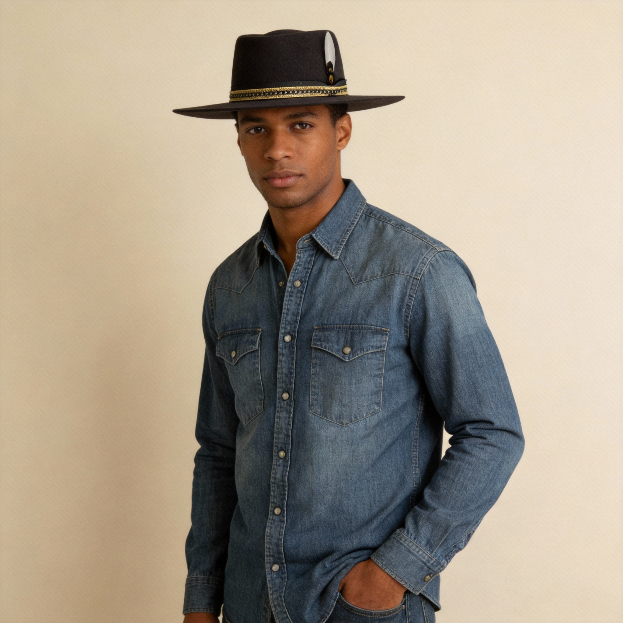 Women Black Felt Gambler Hat