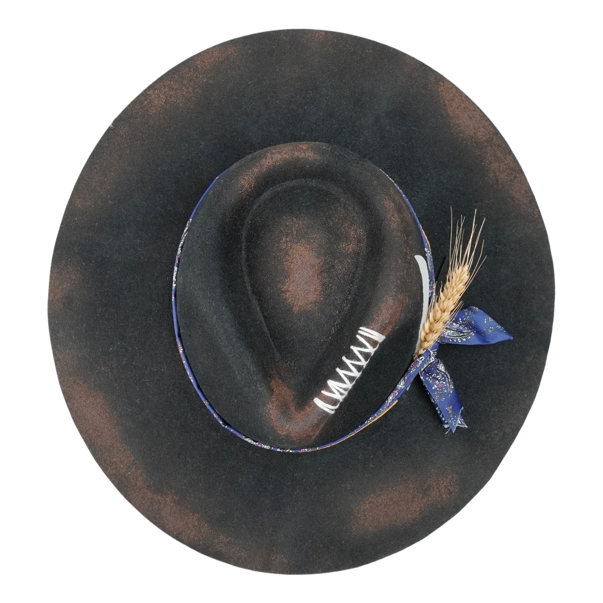 Distressed Felt Hat – Croc-Texture Band, Feather Accent