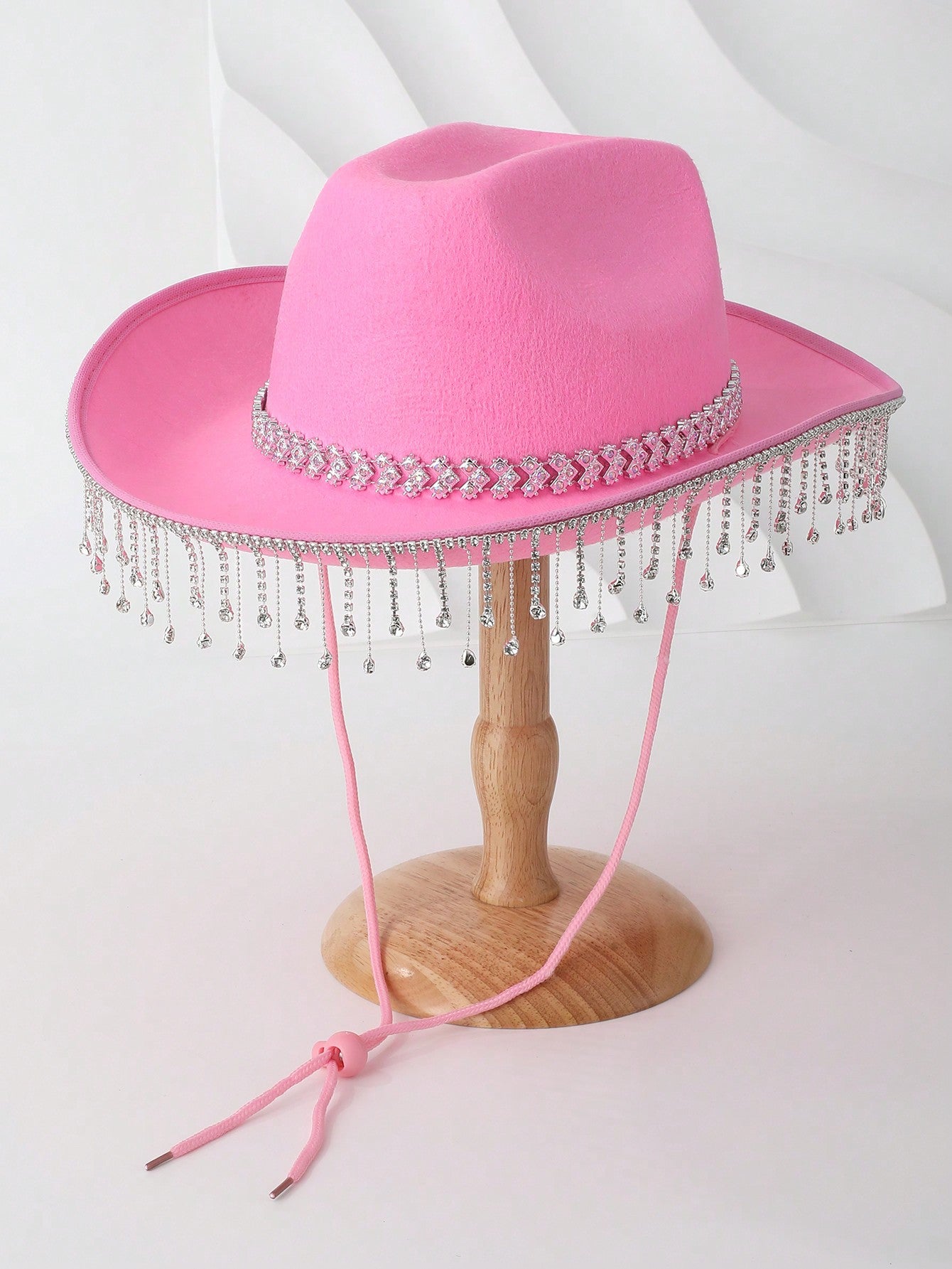 Adjustable Rhinestone Cowboy Hat with Tassels