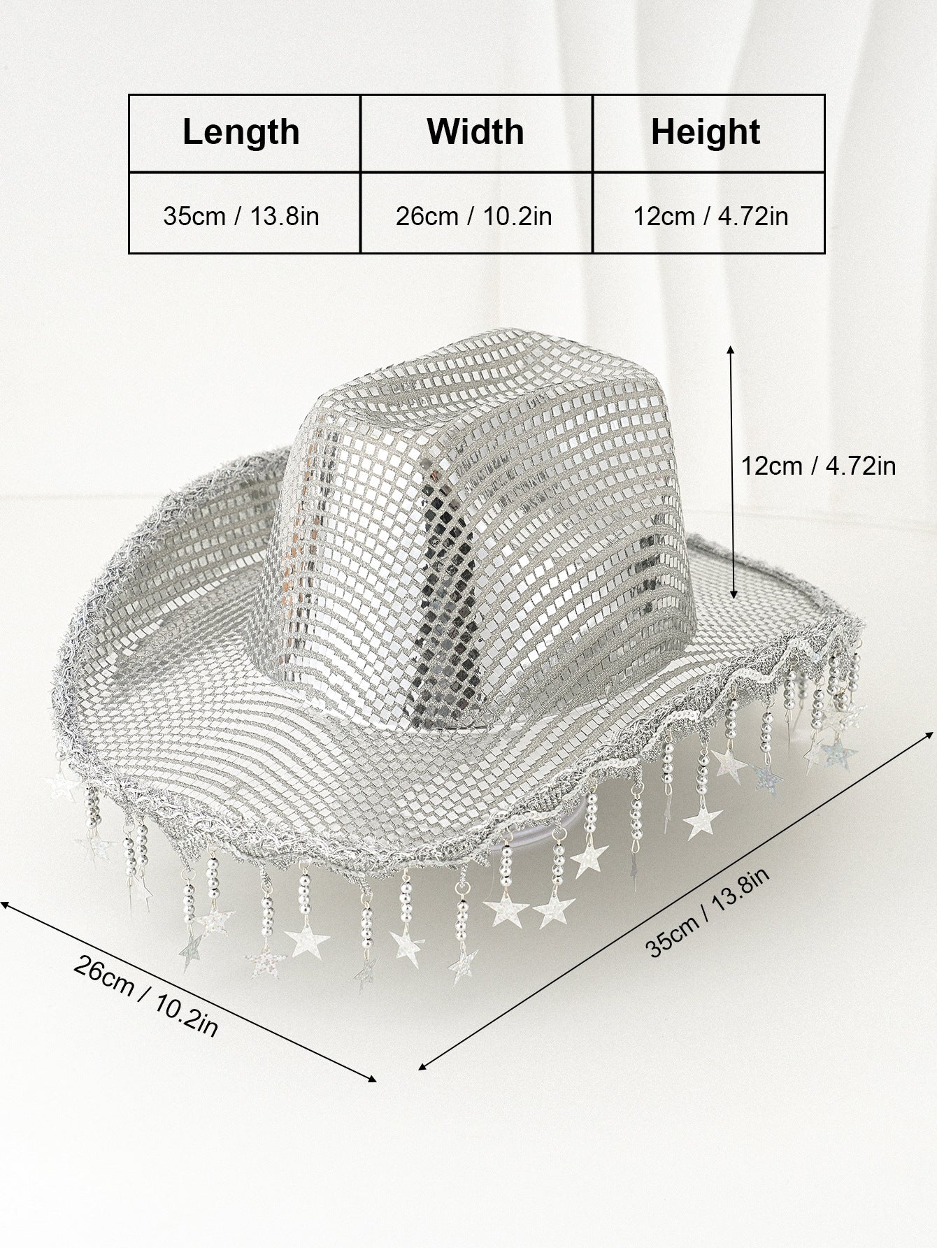 Adjustable Rhinestone Star Cowboy Hat with Tassels