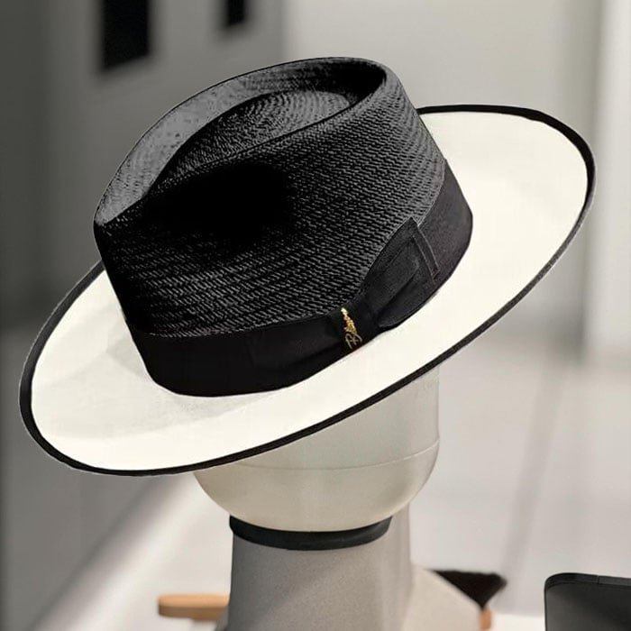 Women Effortless Class Two Stone Straw Felt Fedora Hat-Black