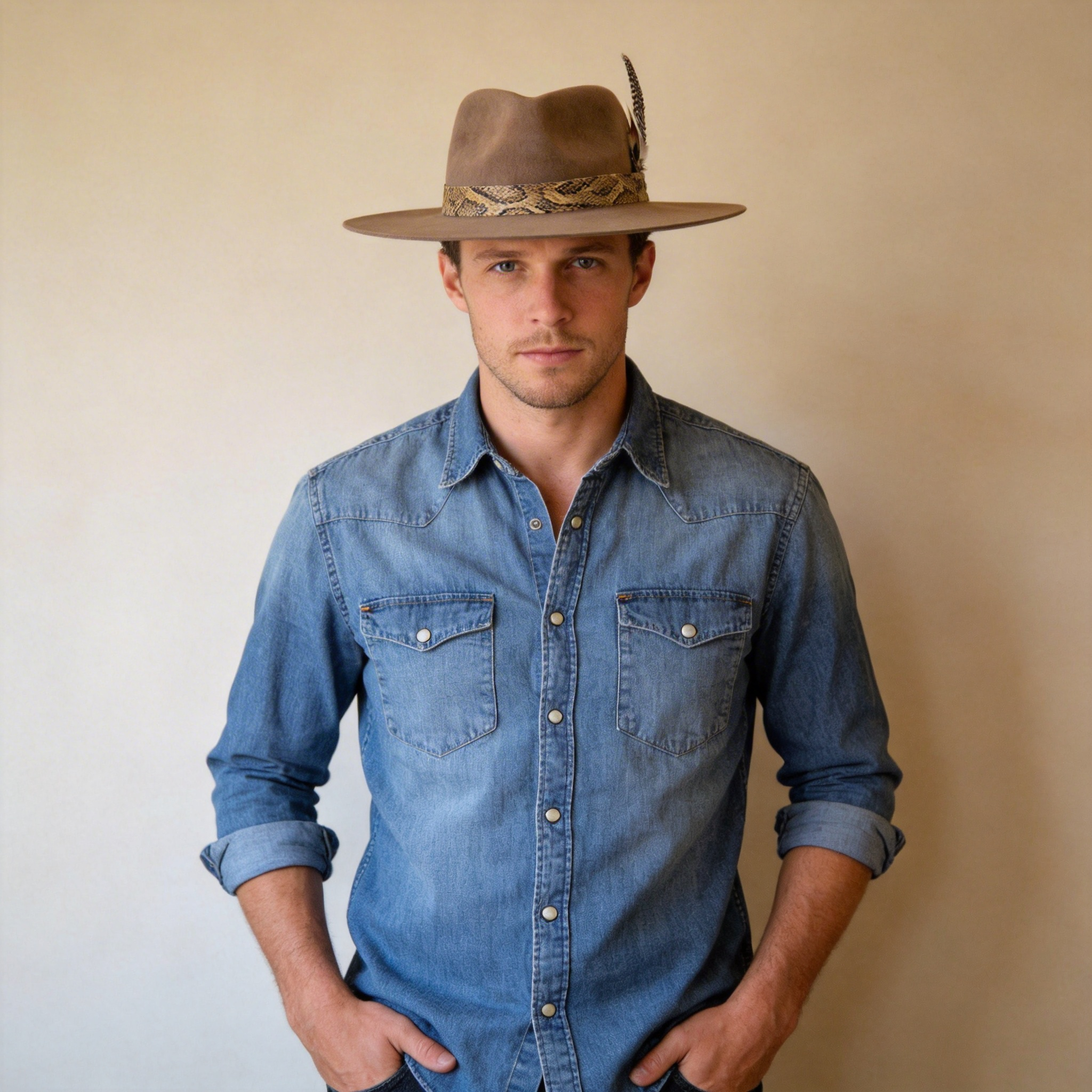 Soft Gray Wide-Brim Hat