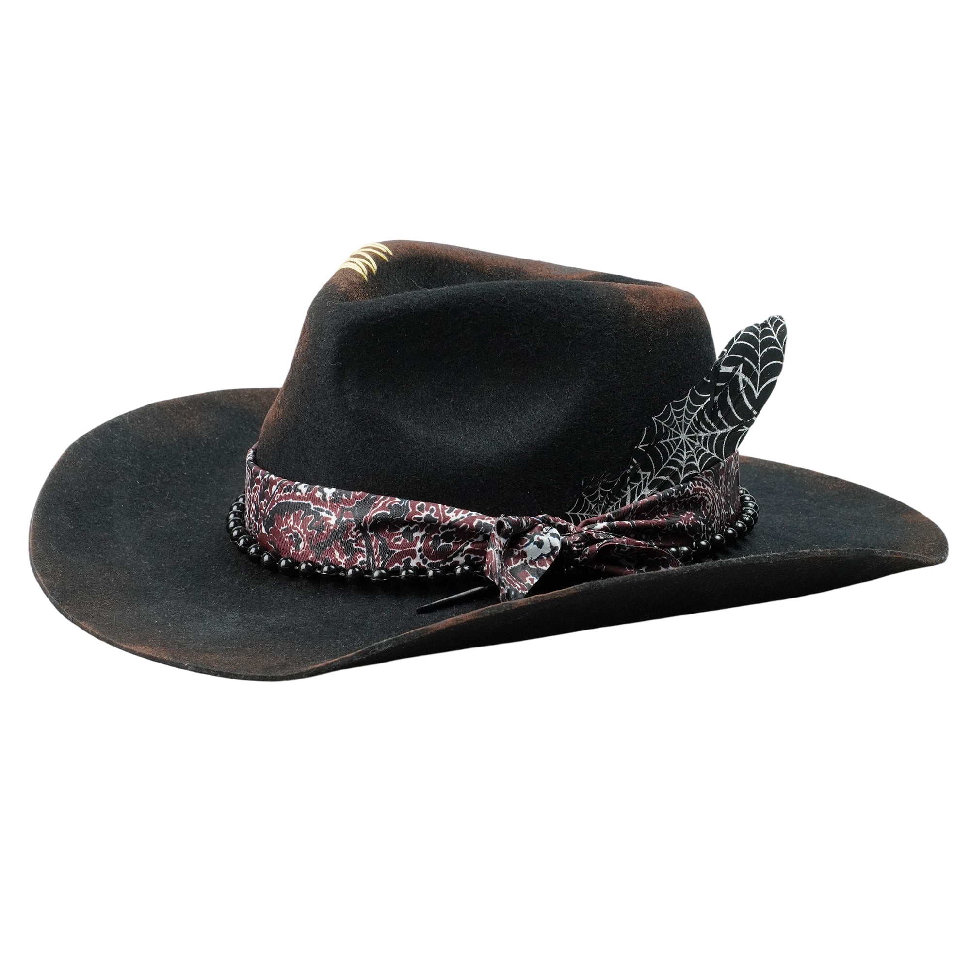 Refined Felt Hat – Dark Tone, Delicate Beadwork