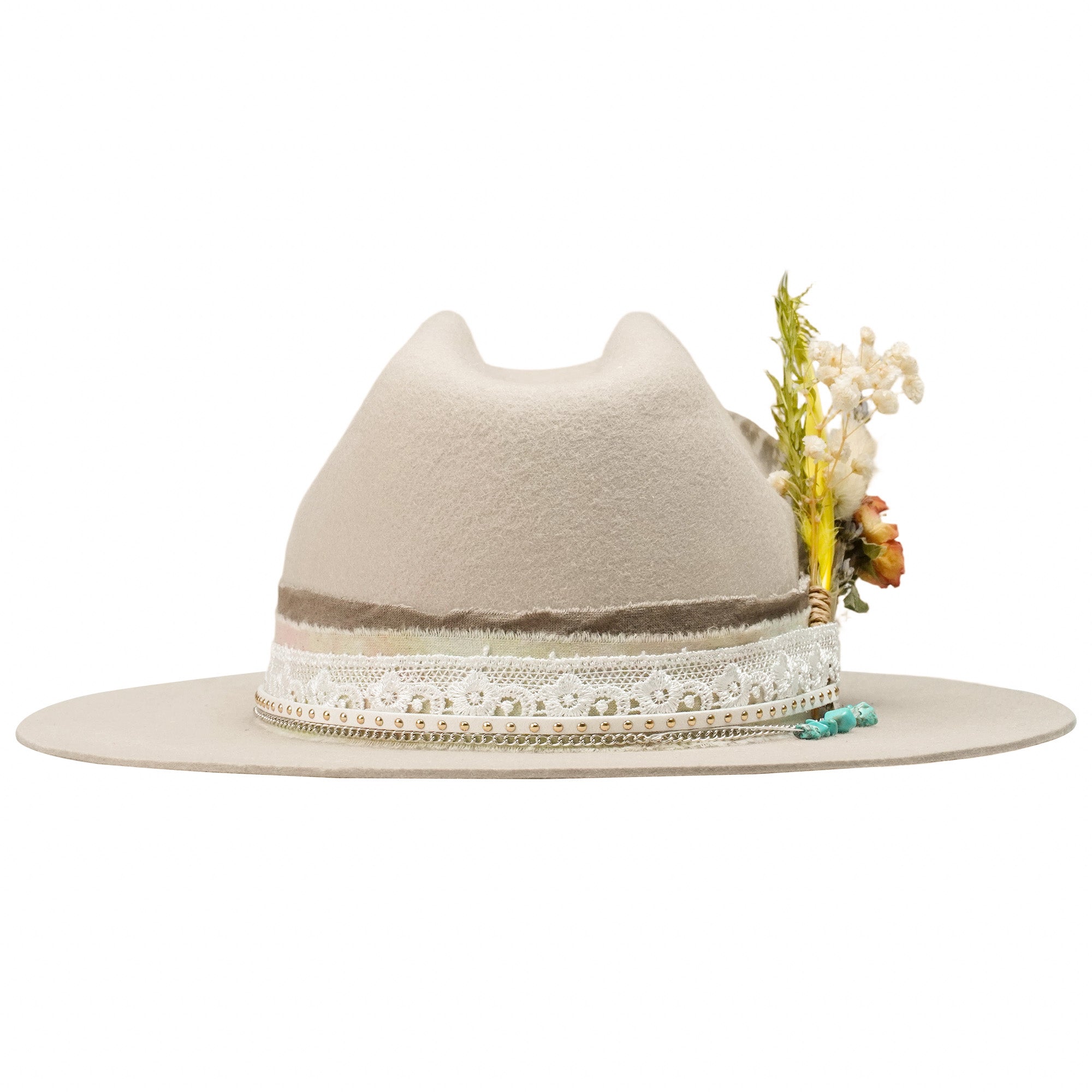 Cattleman Fedora - Cream with Bright Dried Flowers