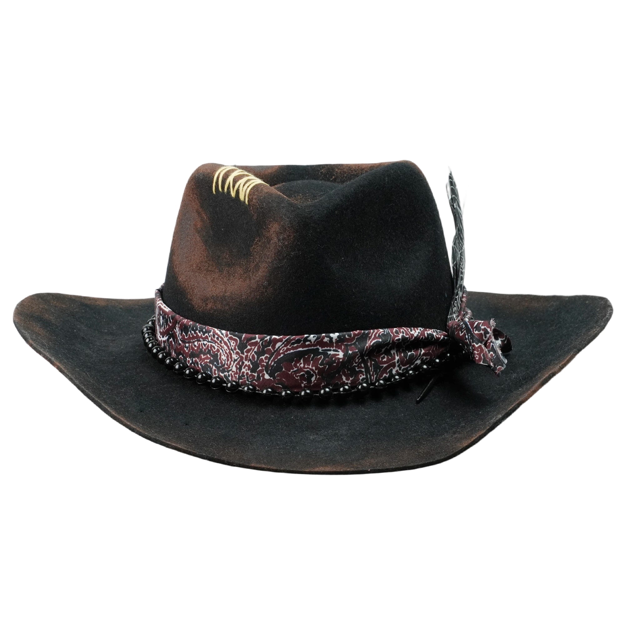 Refined Felt Hat – Dark Tone, Delicate Beadwork