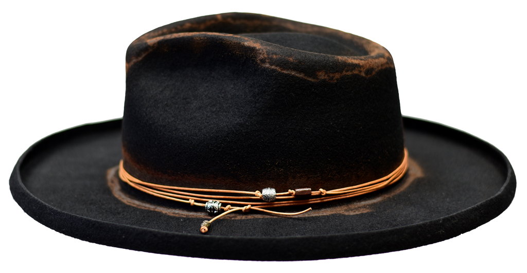 Distressed Wide Brim Wool Felt Fedora Hat