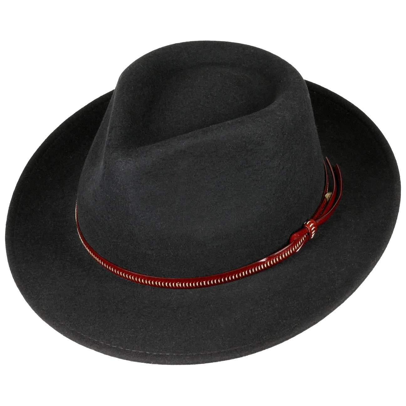 Women Classic Fedora Felt Hat With Leather Band