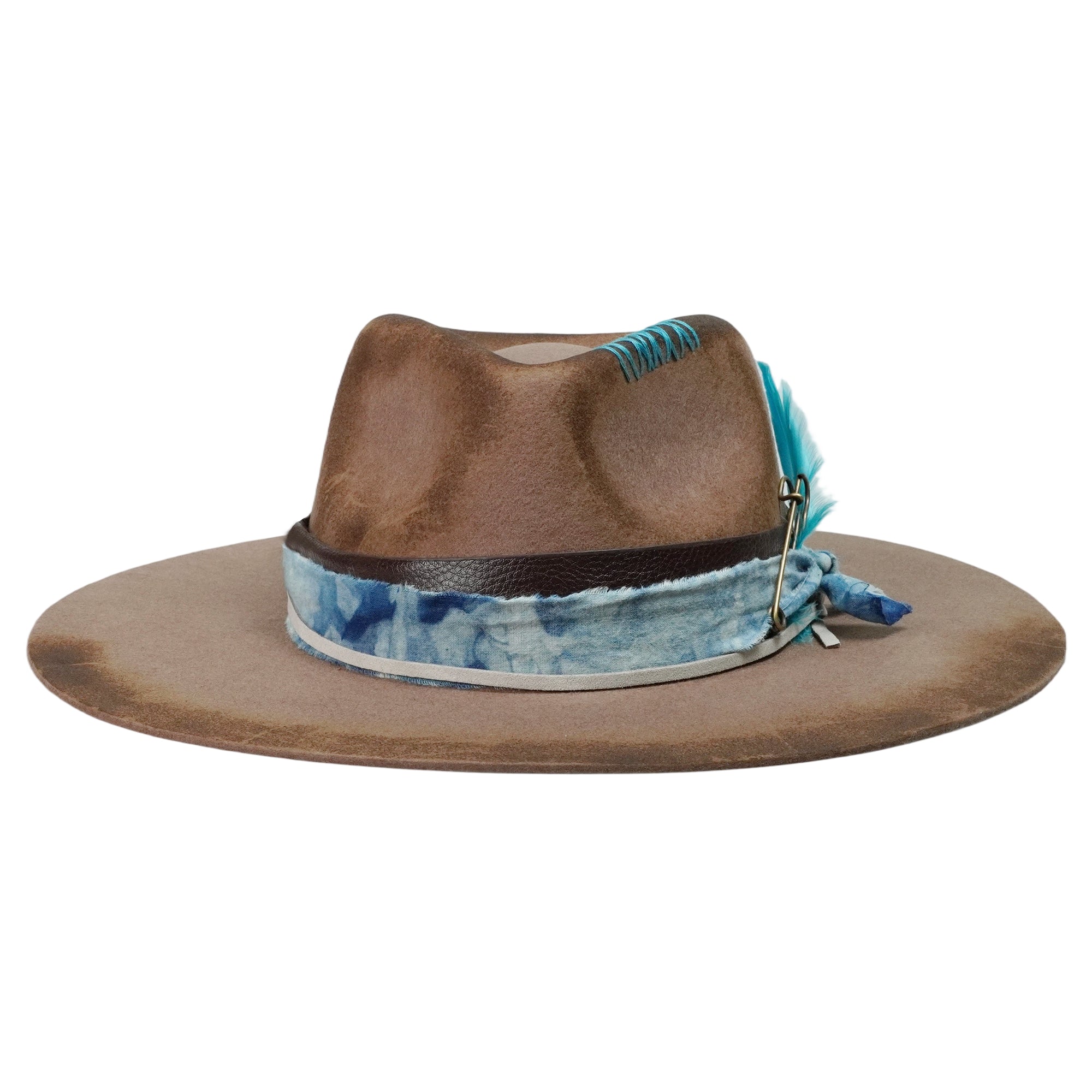 Refined Felt Hat – Burnt Finish, Eclectic Band Accent