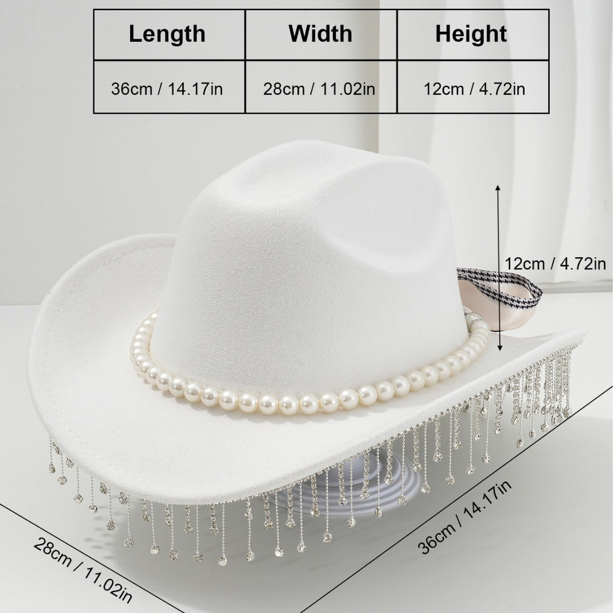 Adjustable Sparkling Cowboy Hat with Tassels