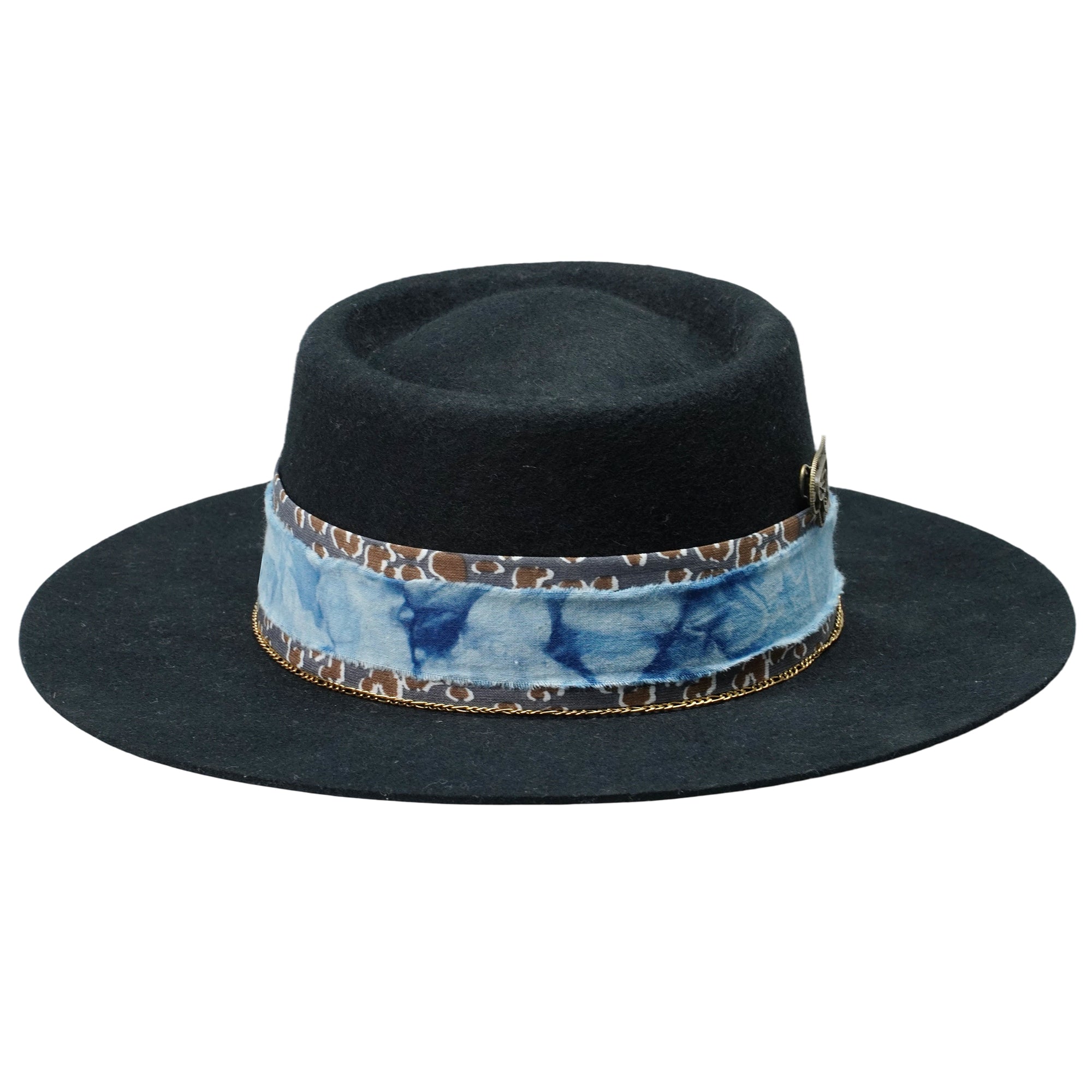 Gambler Hat with Tie-Dyed Band & Metal Accents