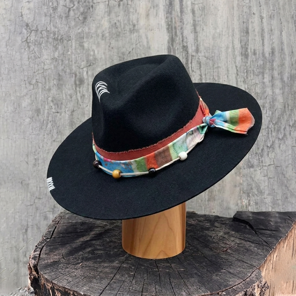 Black Hat – Custom Beading and Colorful Band