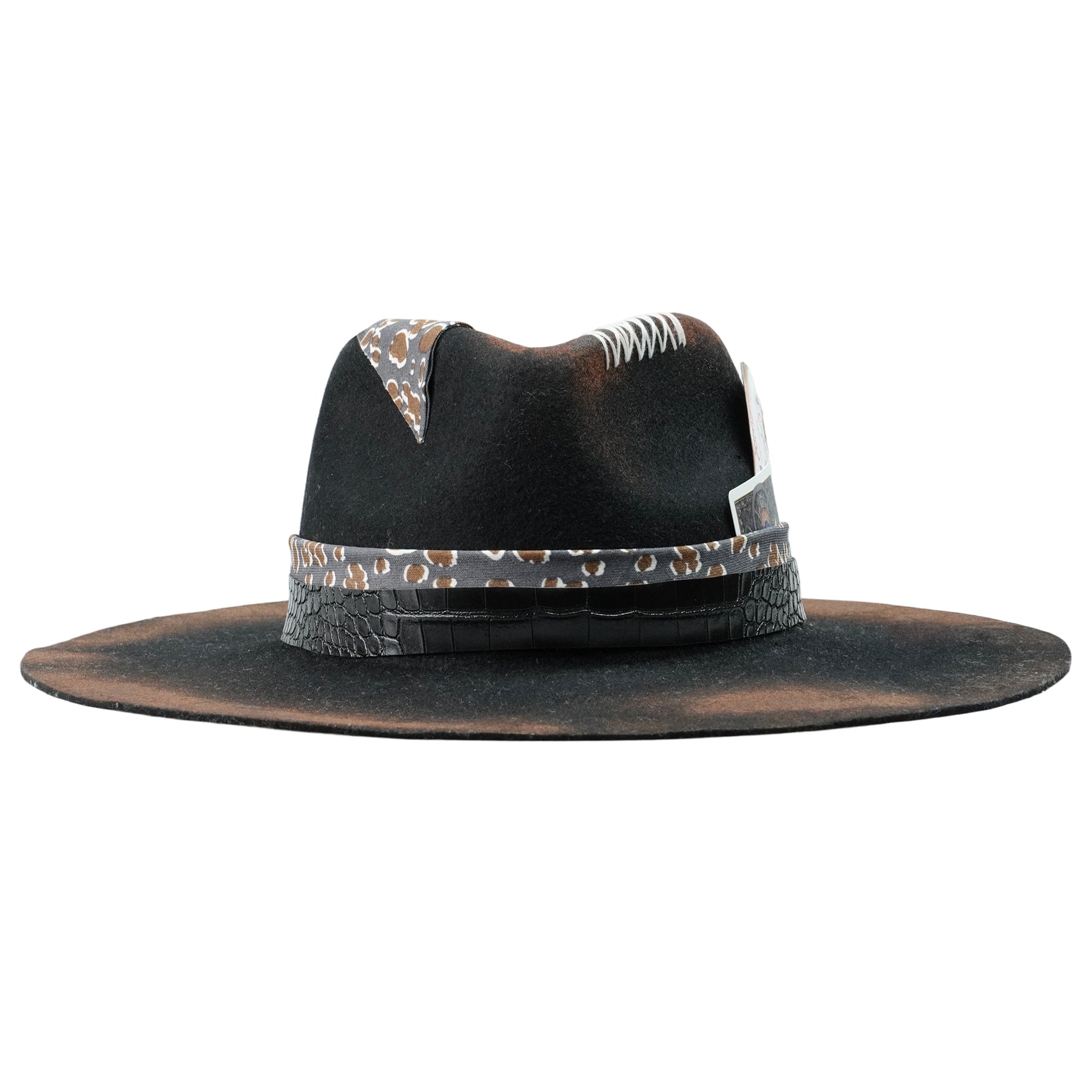Artistic Felt Hat – Sculpted Crown, Eclectic Hatband