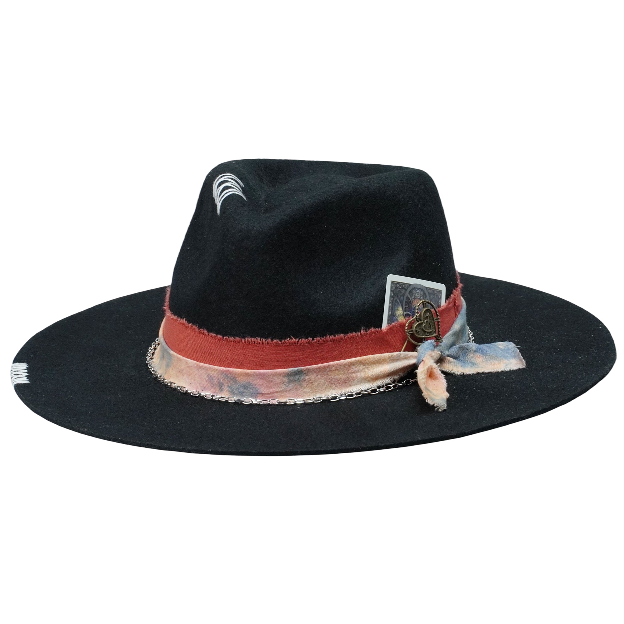 Statement Hat – Black, Tie-Dye, Metal & Card
