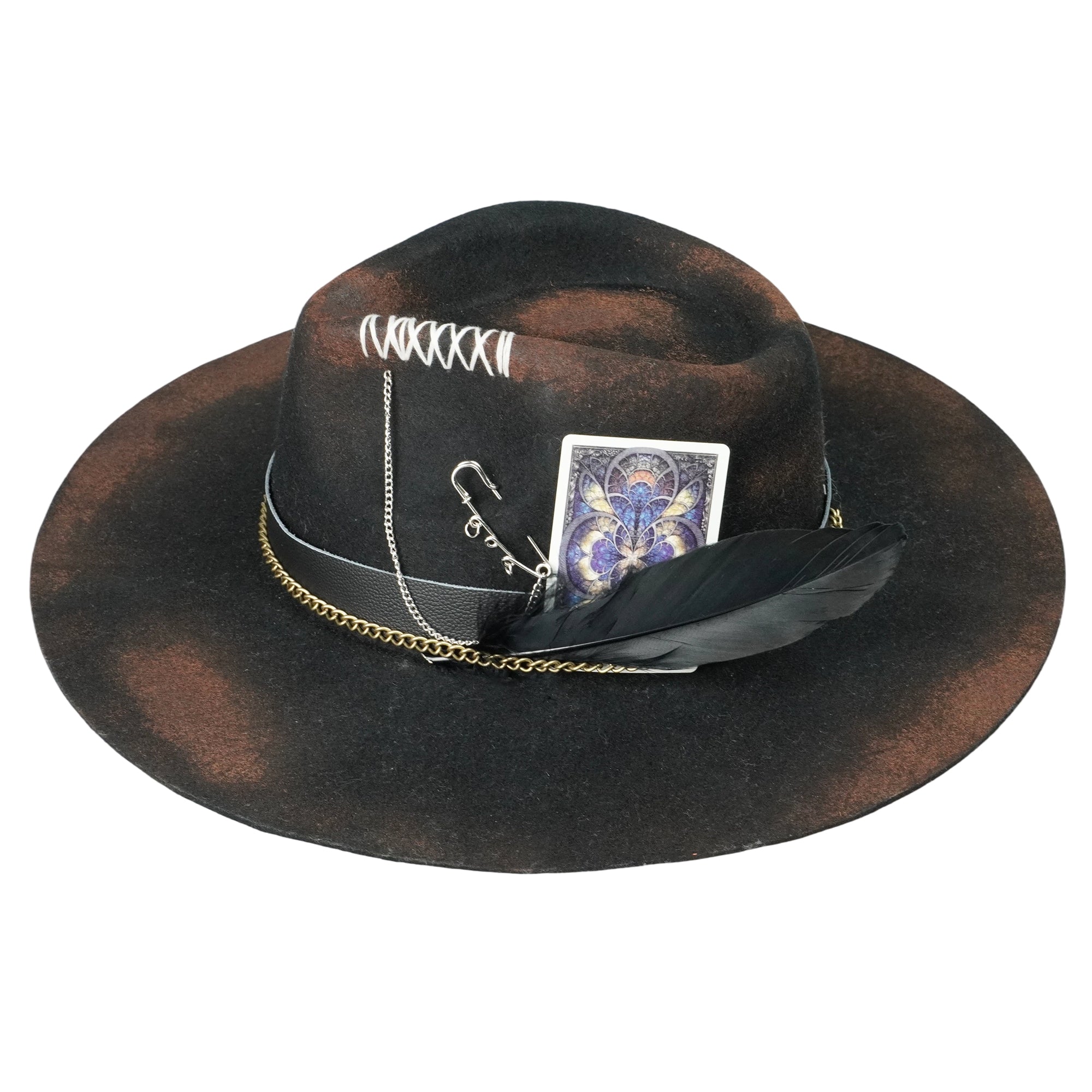 Hand-Burned Bold Felt Hat – Neutral Black, Textural Contrast