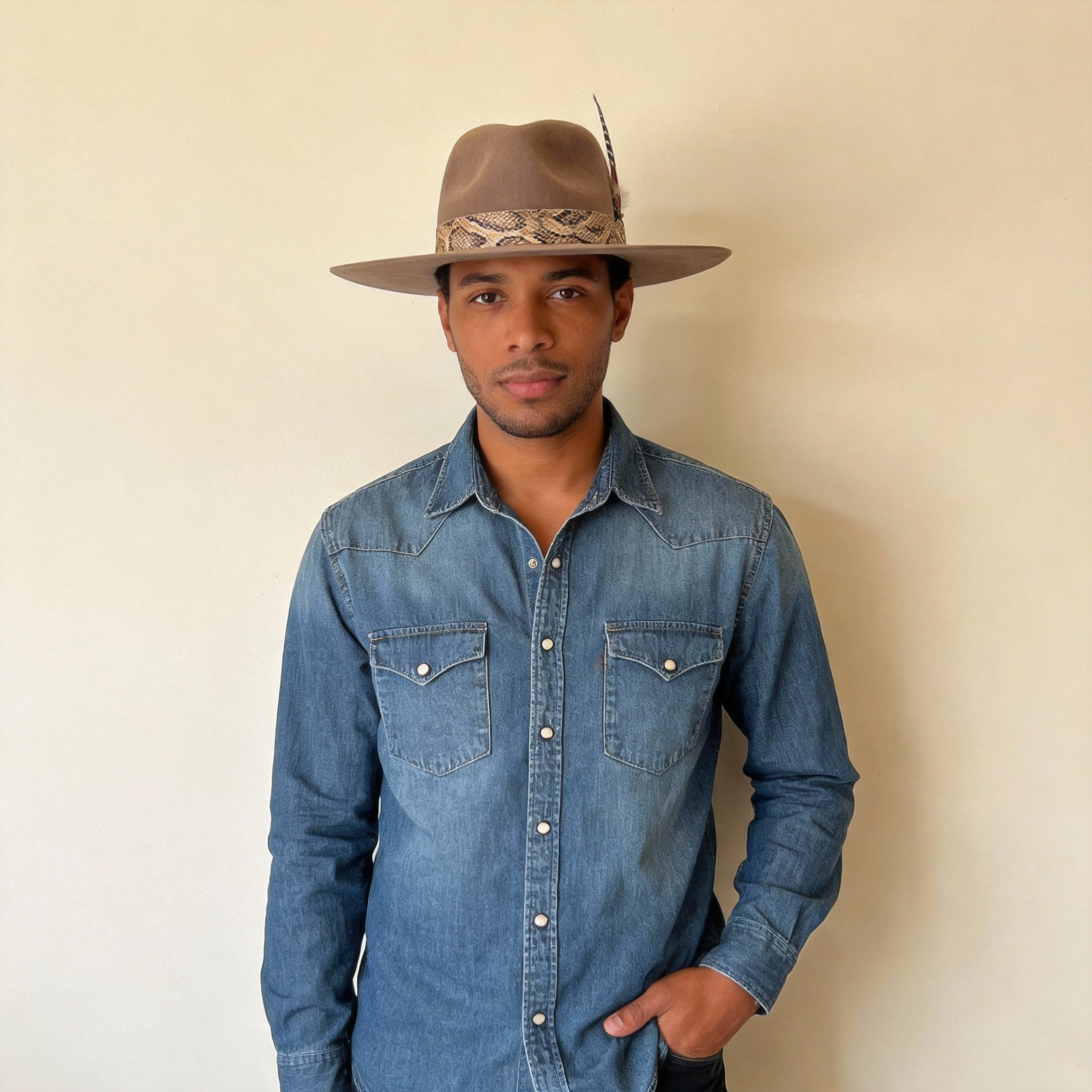 Soft Gray Wide-Brim Hat