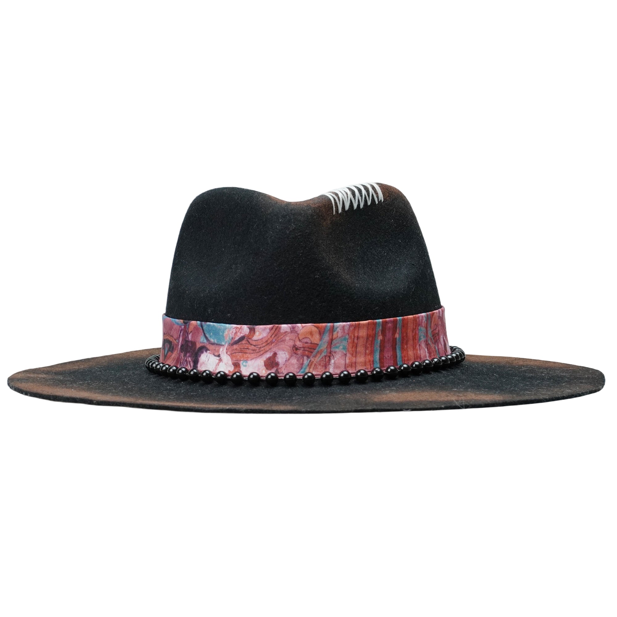Artisanal Felt Hat – Black, Burnt, Hand-Stitched