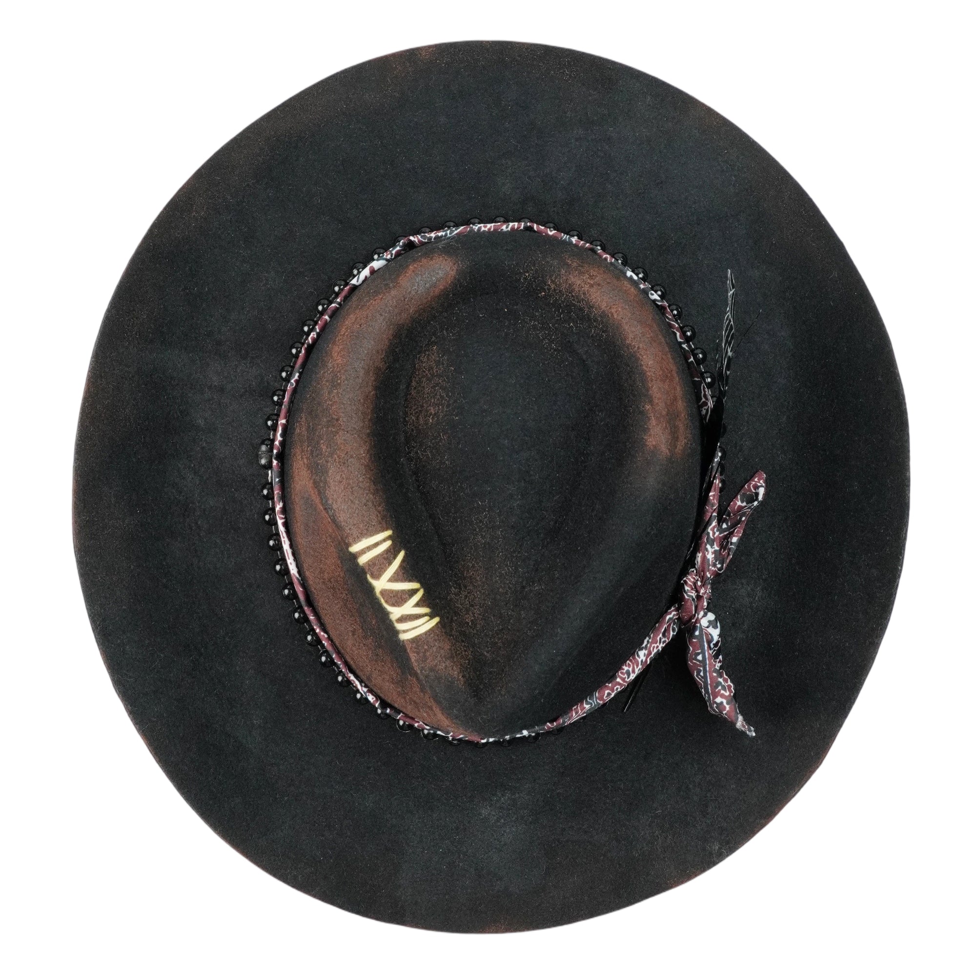 Refined Felt Hat – Dark Tone, Delicate Beadwork