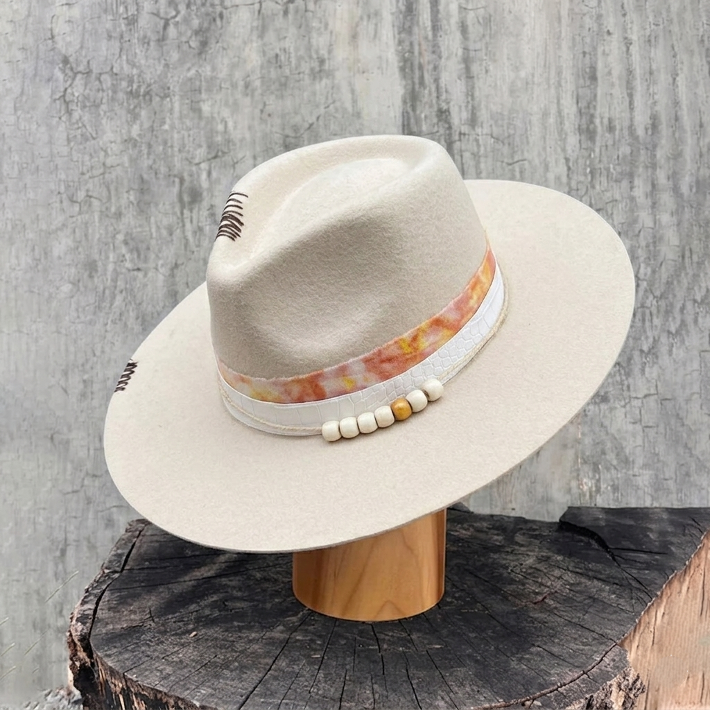 Refined Felt Hat – Minimalist Silhouette, Bold Textured and Dyed Hatband