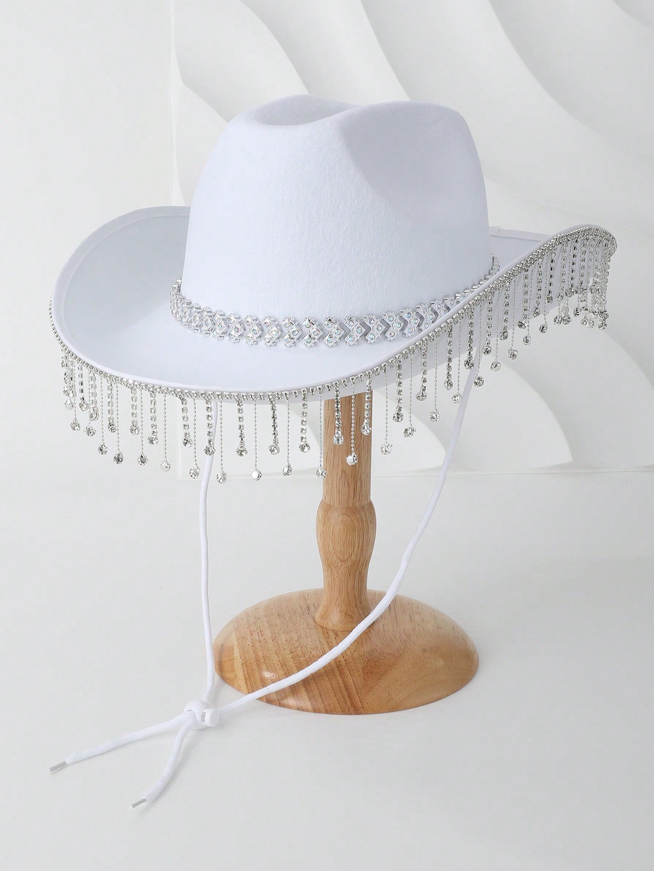 Adjustable Rhinestone Cowboy Hat with Tassels