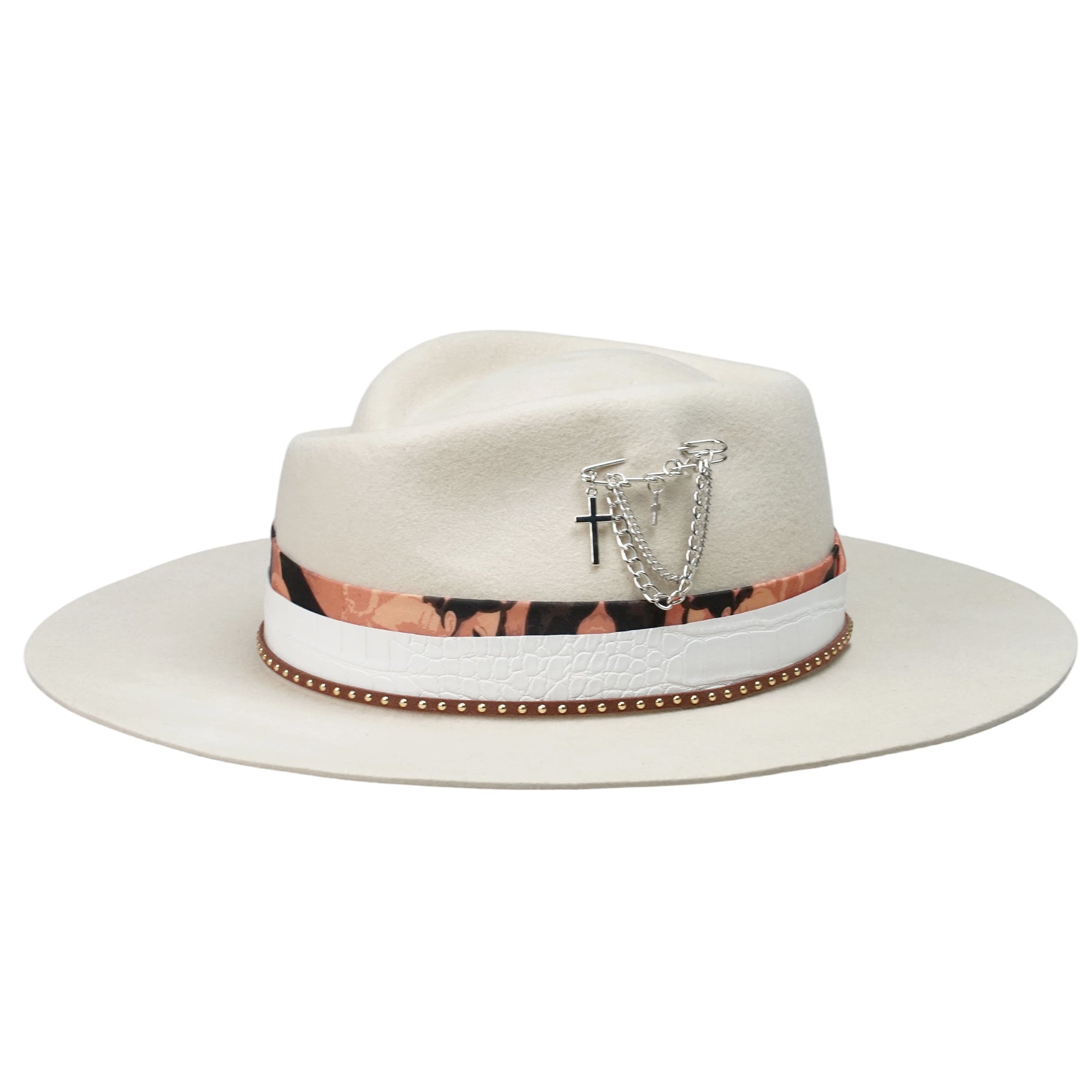 Rose Crown Felt Hat with Silver Pin
