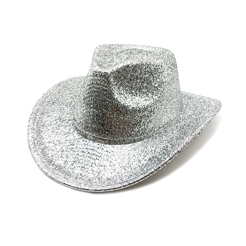 Sparkling Gold & Silver Party Western Cowgirl Hat