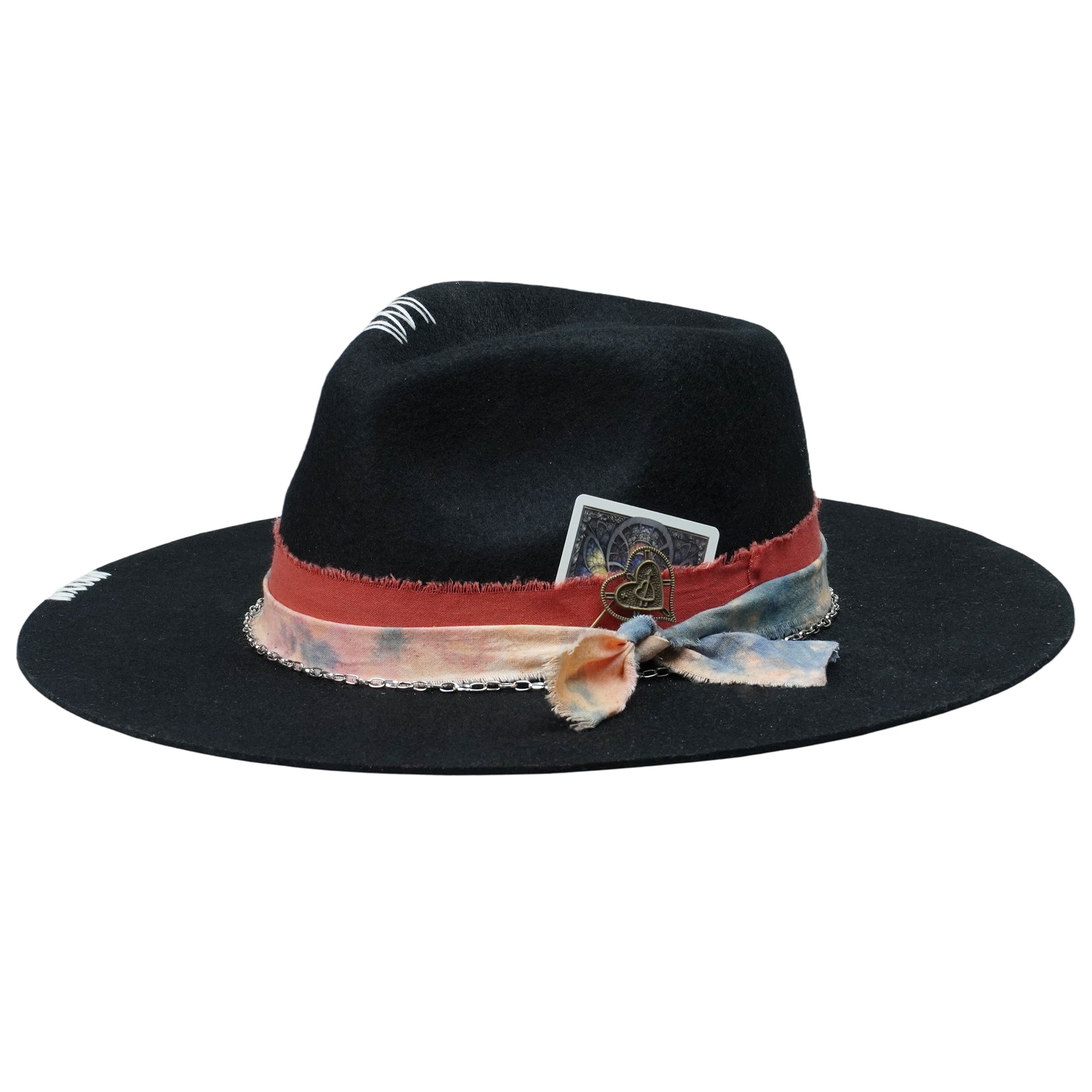 Statement Hat – Black, Tie-Dye, Metal & Card