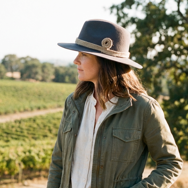 Slate Gray Flat-Brim – Hand-Sculpted Rope Detail