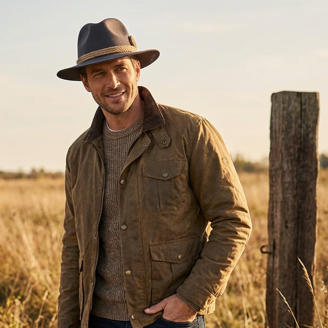 Slate Gray Flat-Brim – Hand-Sculpted Rope Detail