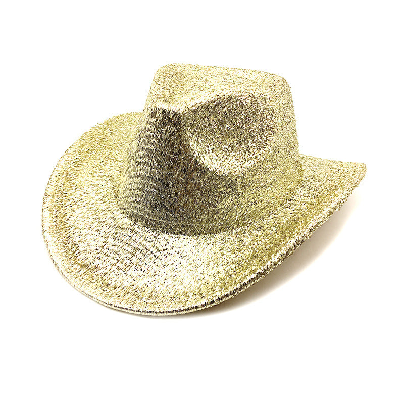 Sparkling Gold & Silver Party Western Cowgirl Hat