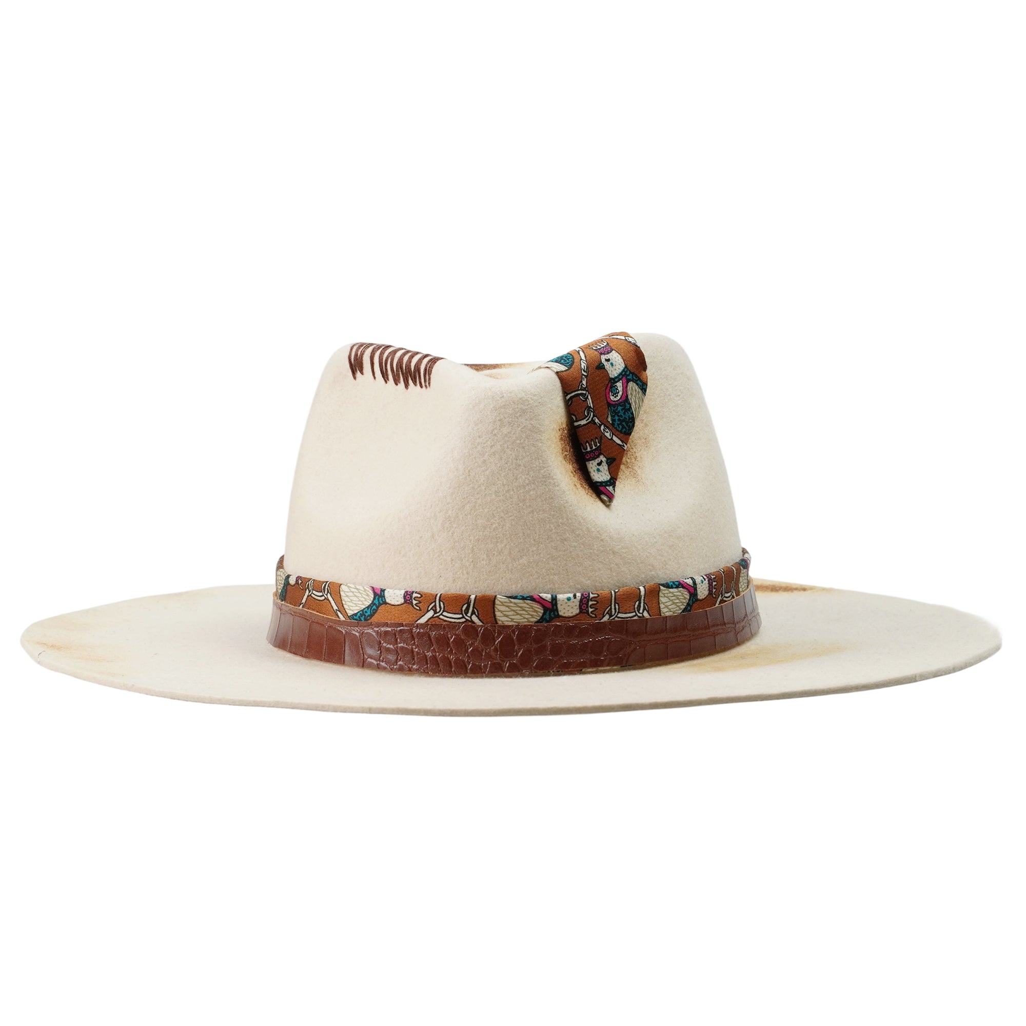 Artistic Felt Hat – Light Base, Rebellious Detailing