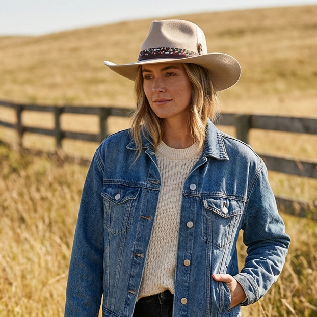 Teardrop Felt Hat – Floral Accent & Feather
