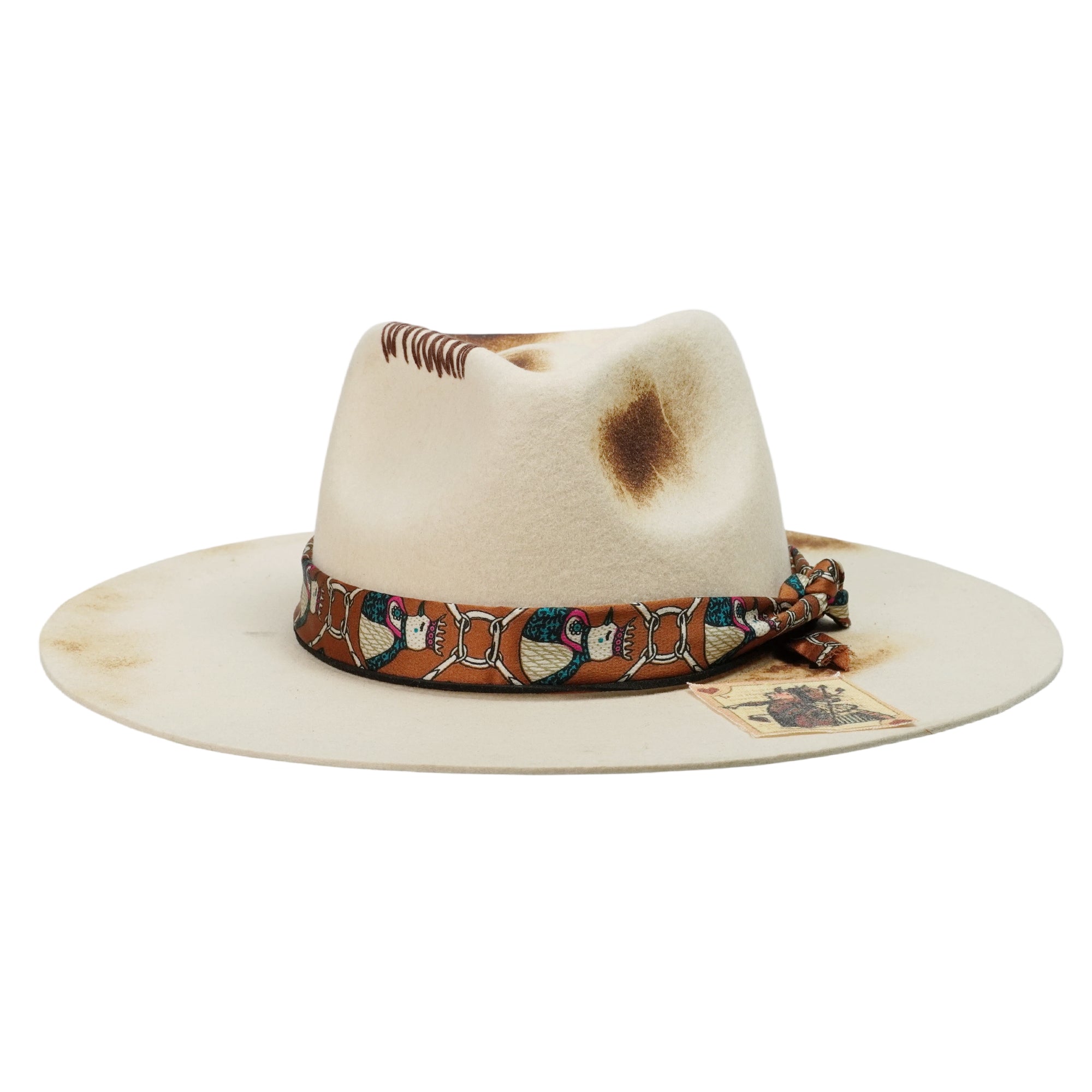 Statement Felt Hat – Teardrop Crown, Decorated Brim