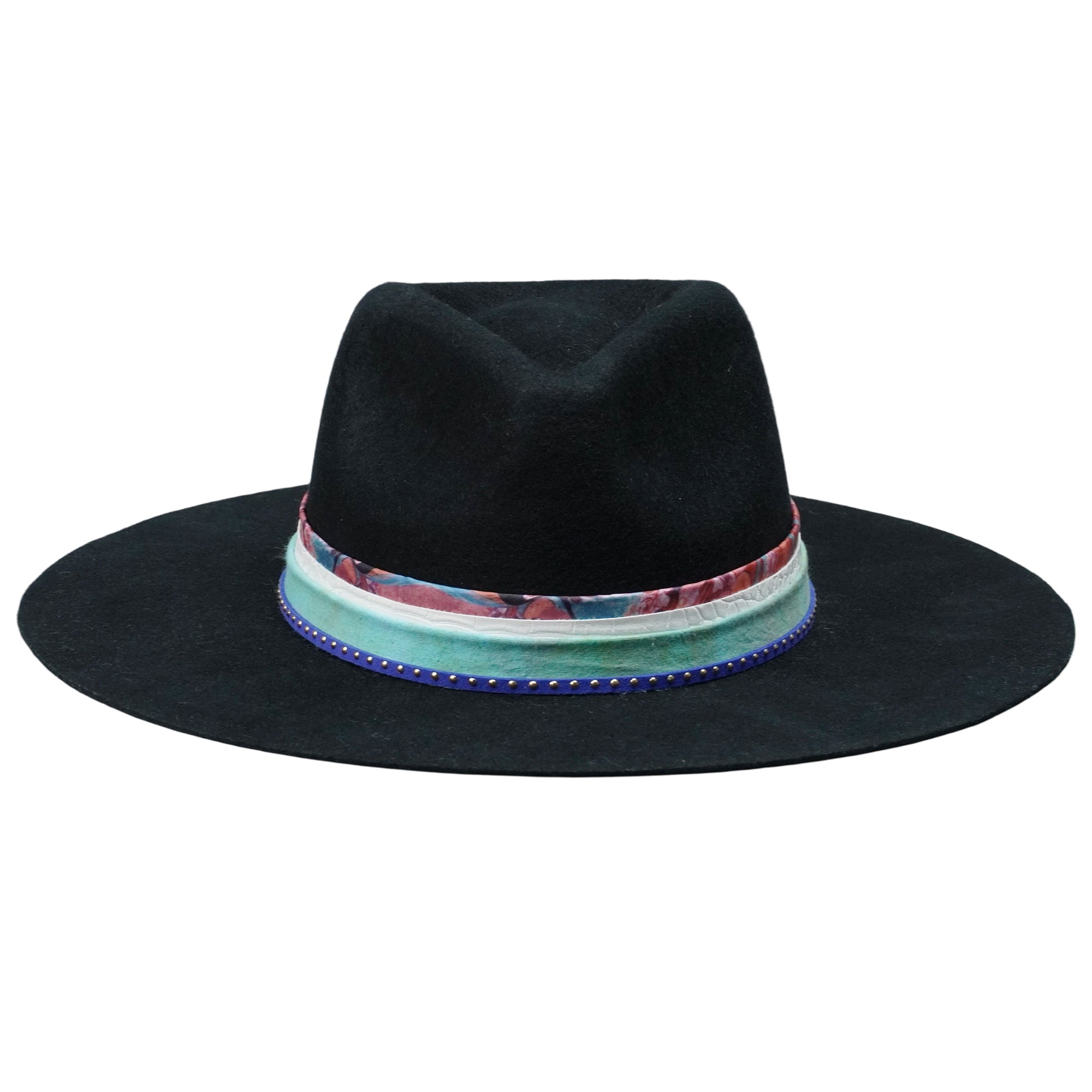 Flat-Brim Hat – Custom Fabric, Textured Leather