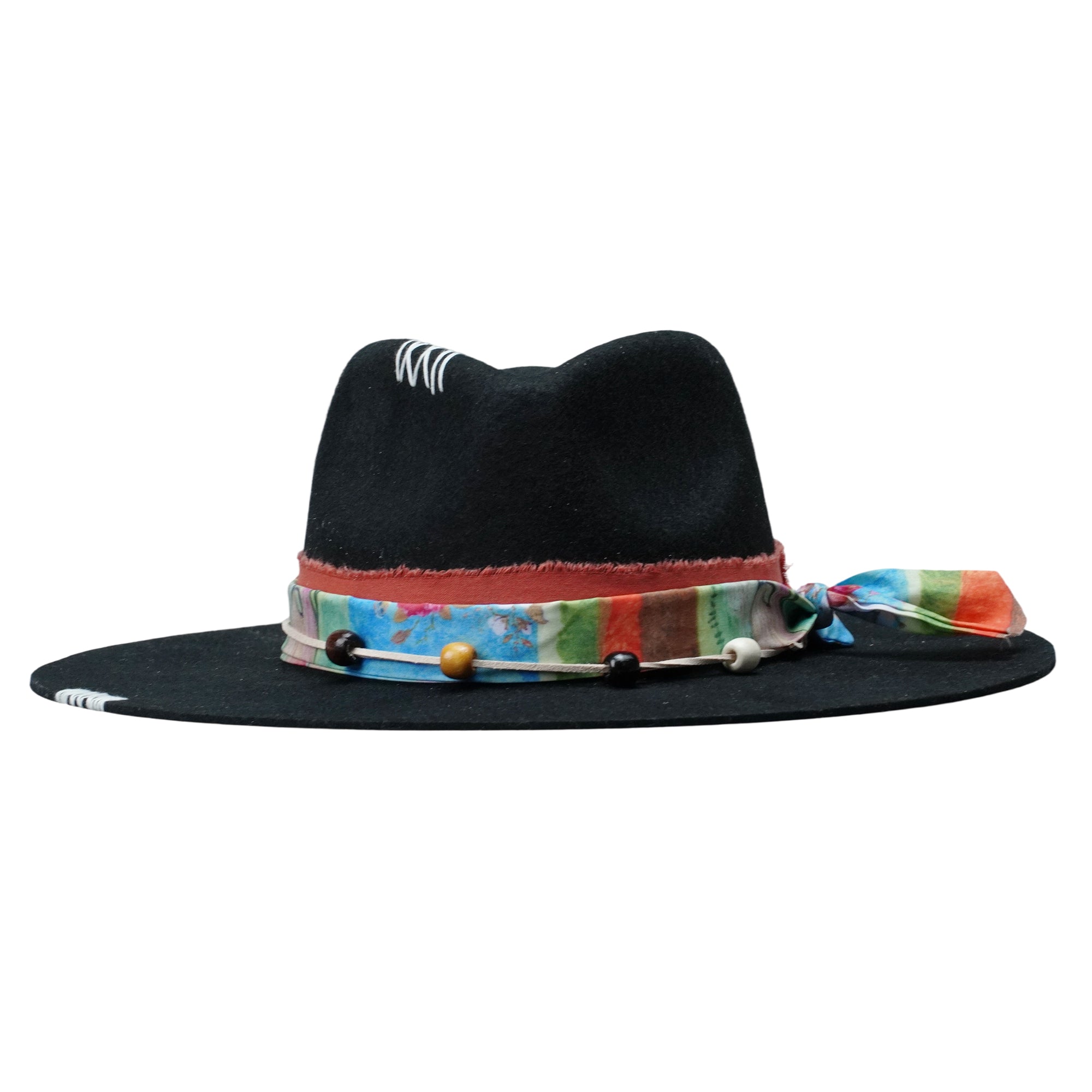 Black Hat – Custom Beading and Colorful Band