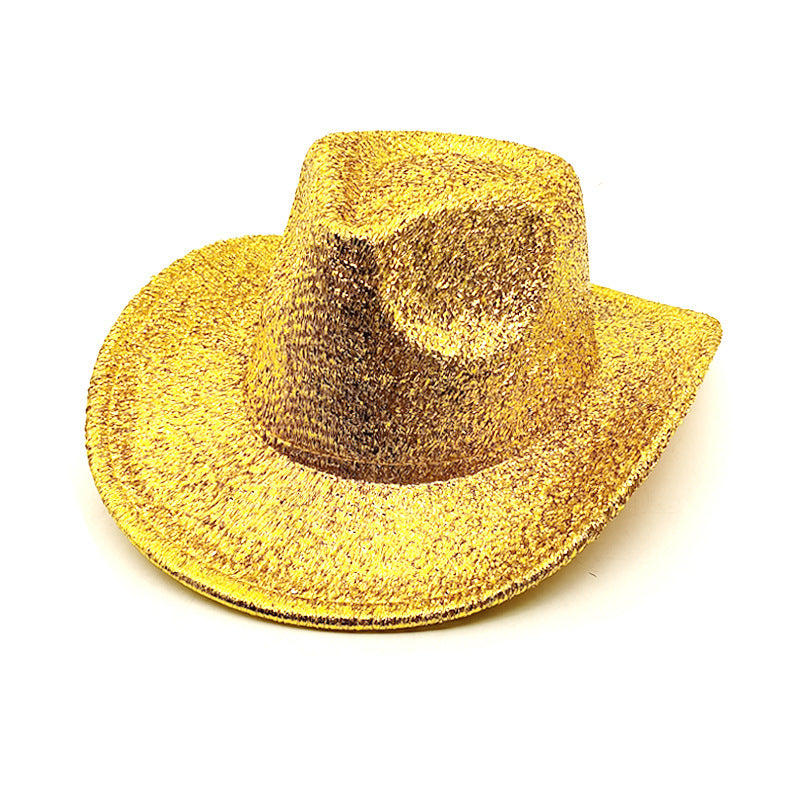 Sparkling Gold & Silver Party Western Cowgirl Hat