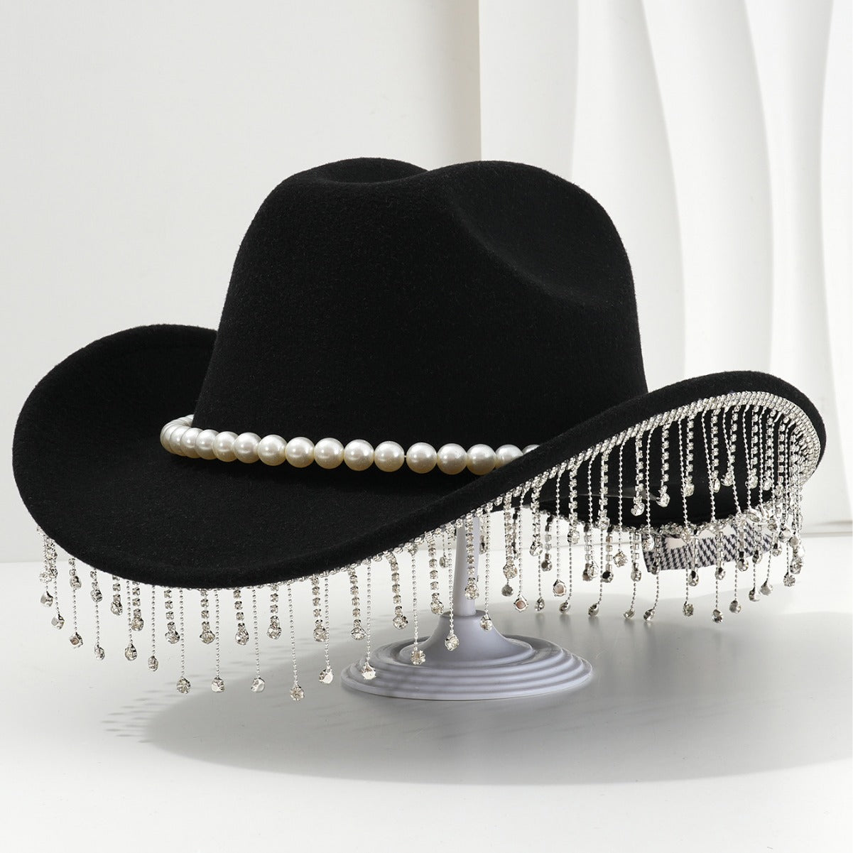 Adjustable Sparkling Cowboy Hat with Tassels