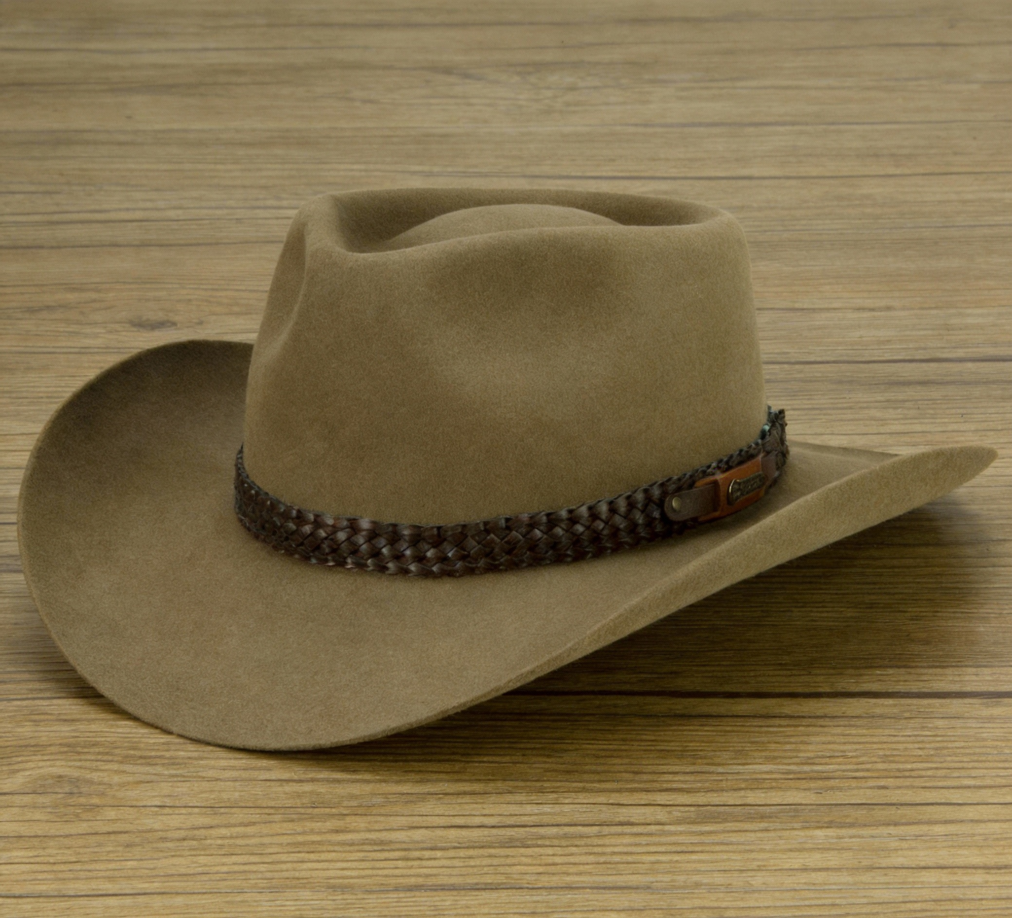 Pure Fur Felt Outback Hat With Leather Sweatband