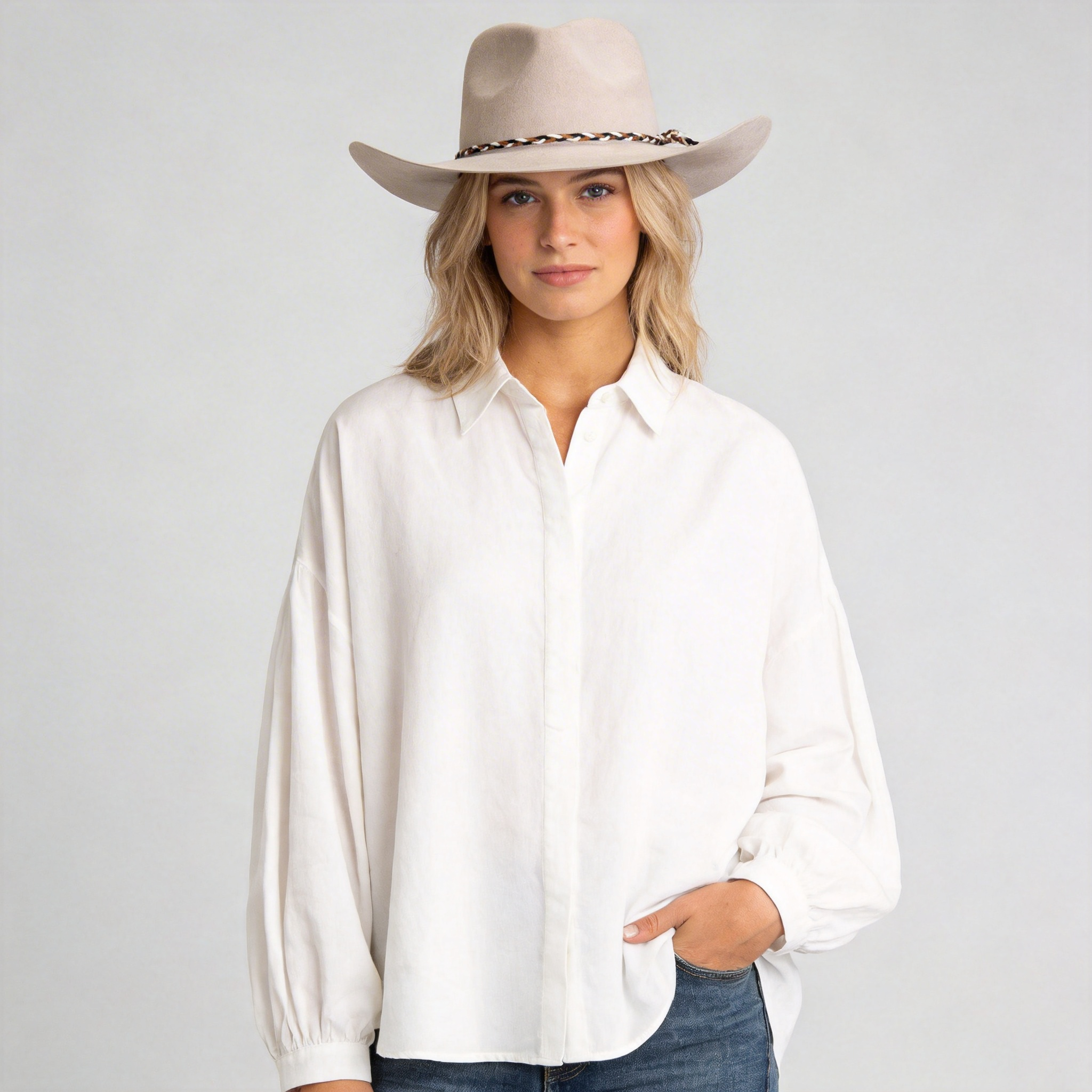 Three-Color Cord Hat – Minimalist Oatmeal